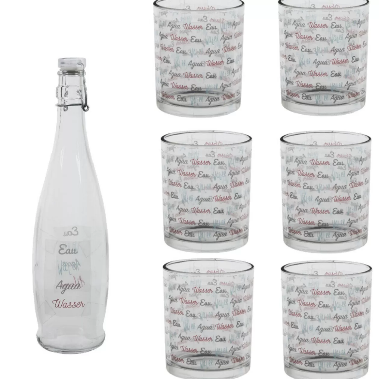 6 verres et 1 bouteille 1 L>Gifi Clearance