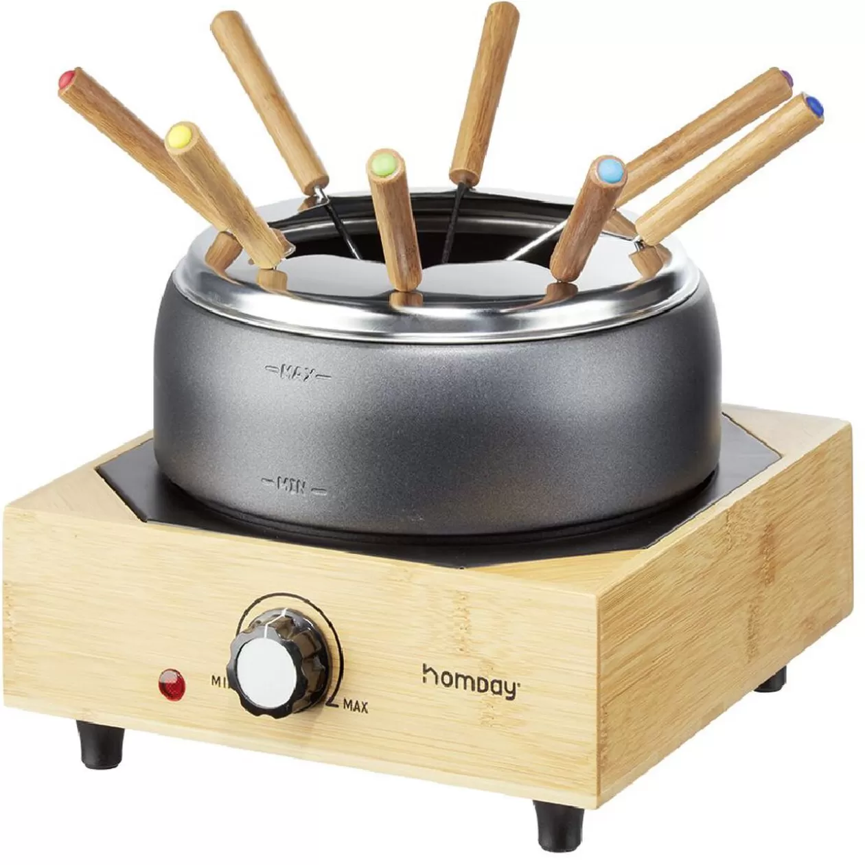 Gifi Appareil à fondue sur socle en bambou 800W< Petit Électroménager