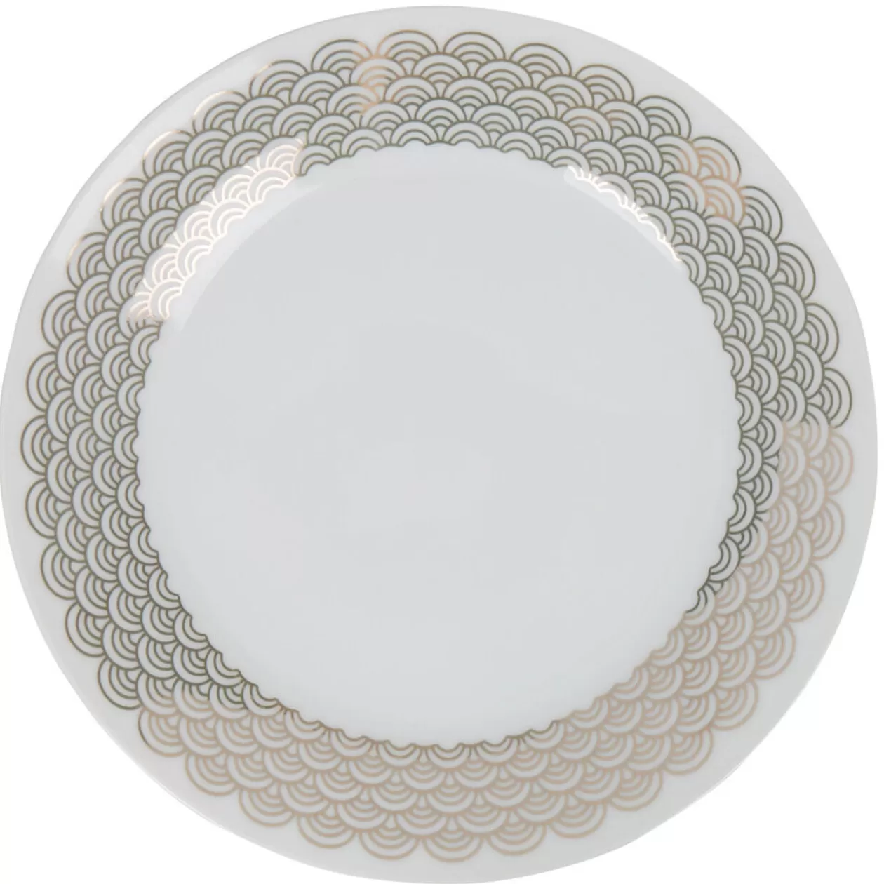 Assiette à dessert blanche bordure dorée vague seigaiha>Gifi Hot