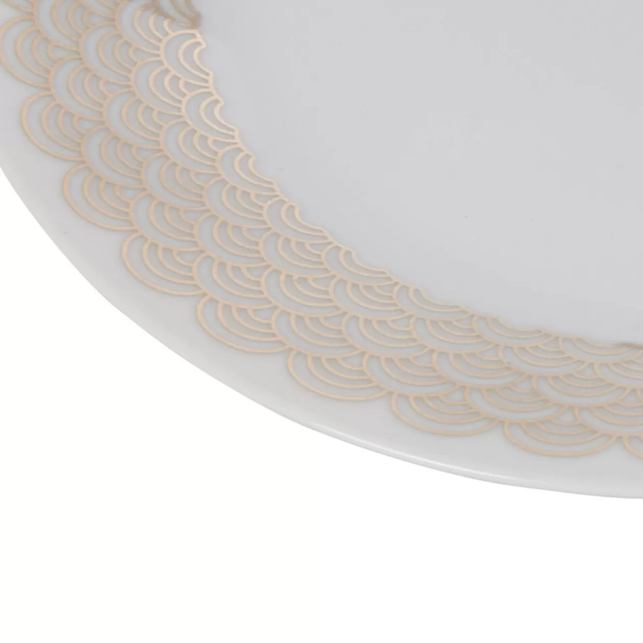 Assiette à dessert blanche bordure dorée vague seigaiha>Gifi Hot