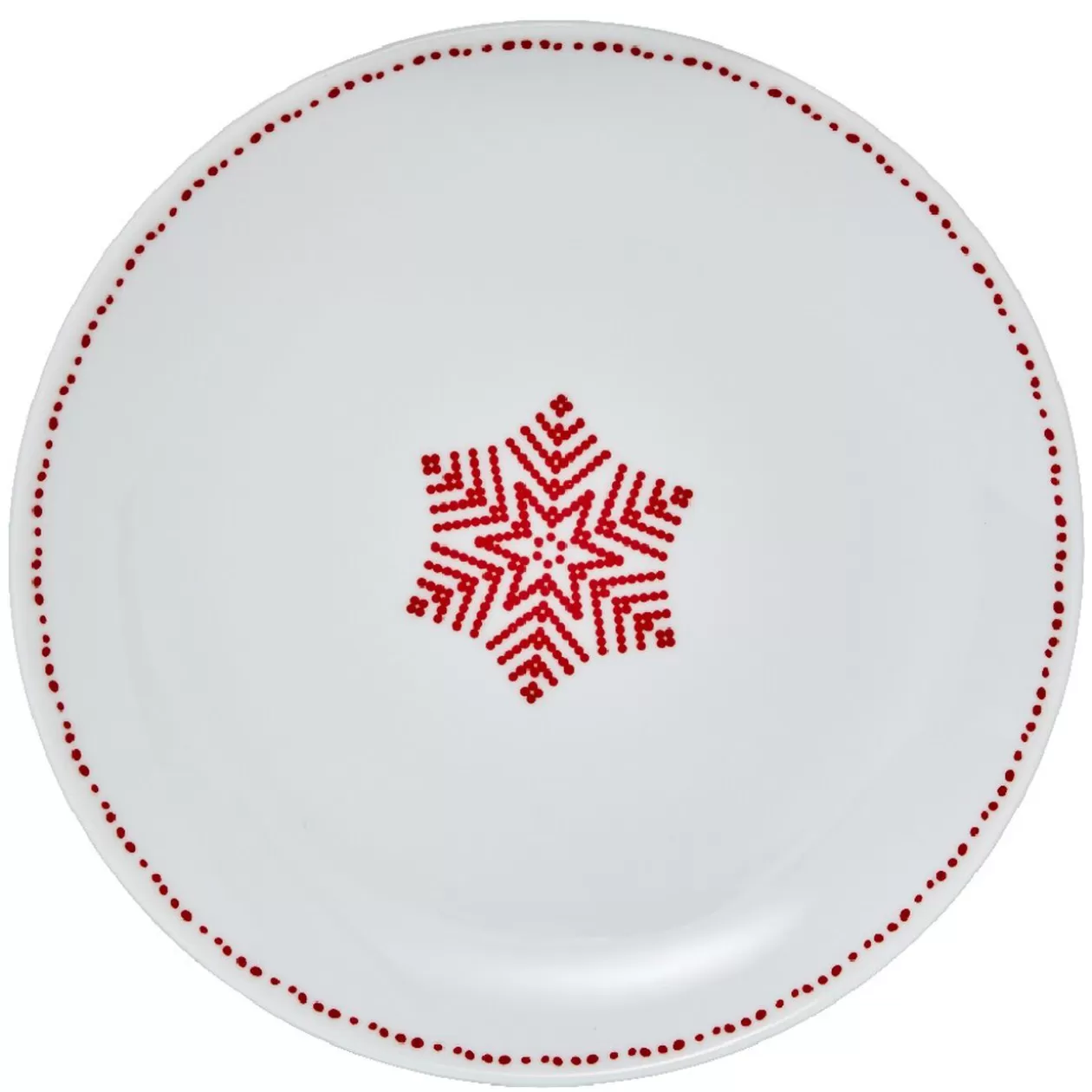 Assiette à dessert blanche décor flocon rouge>Gifi Online