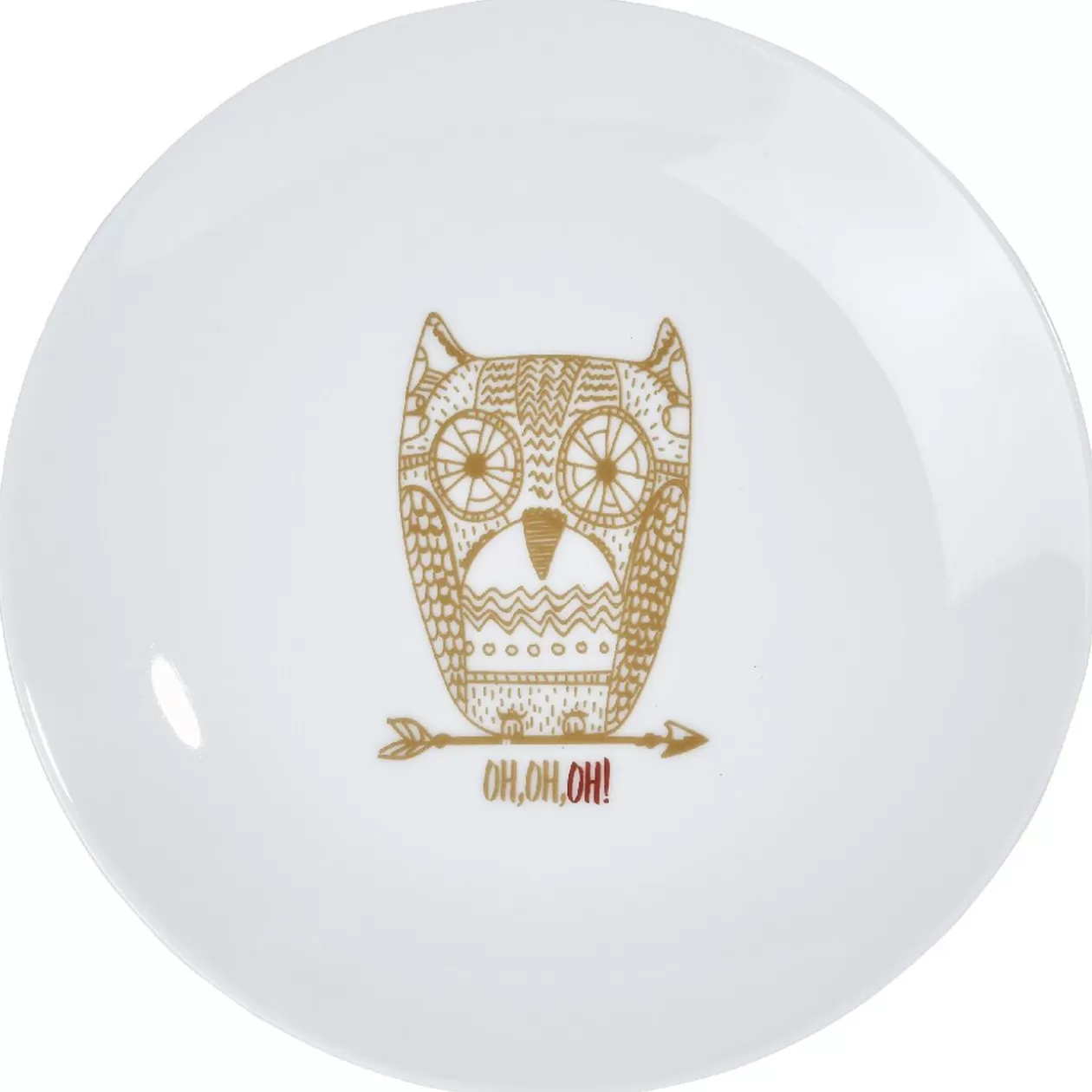 Assiette à dessert blanche hibou mandala doré>Gifi Fashion