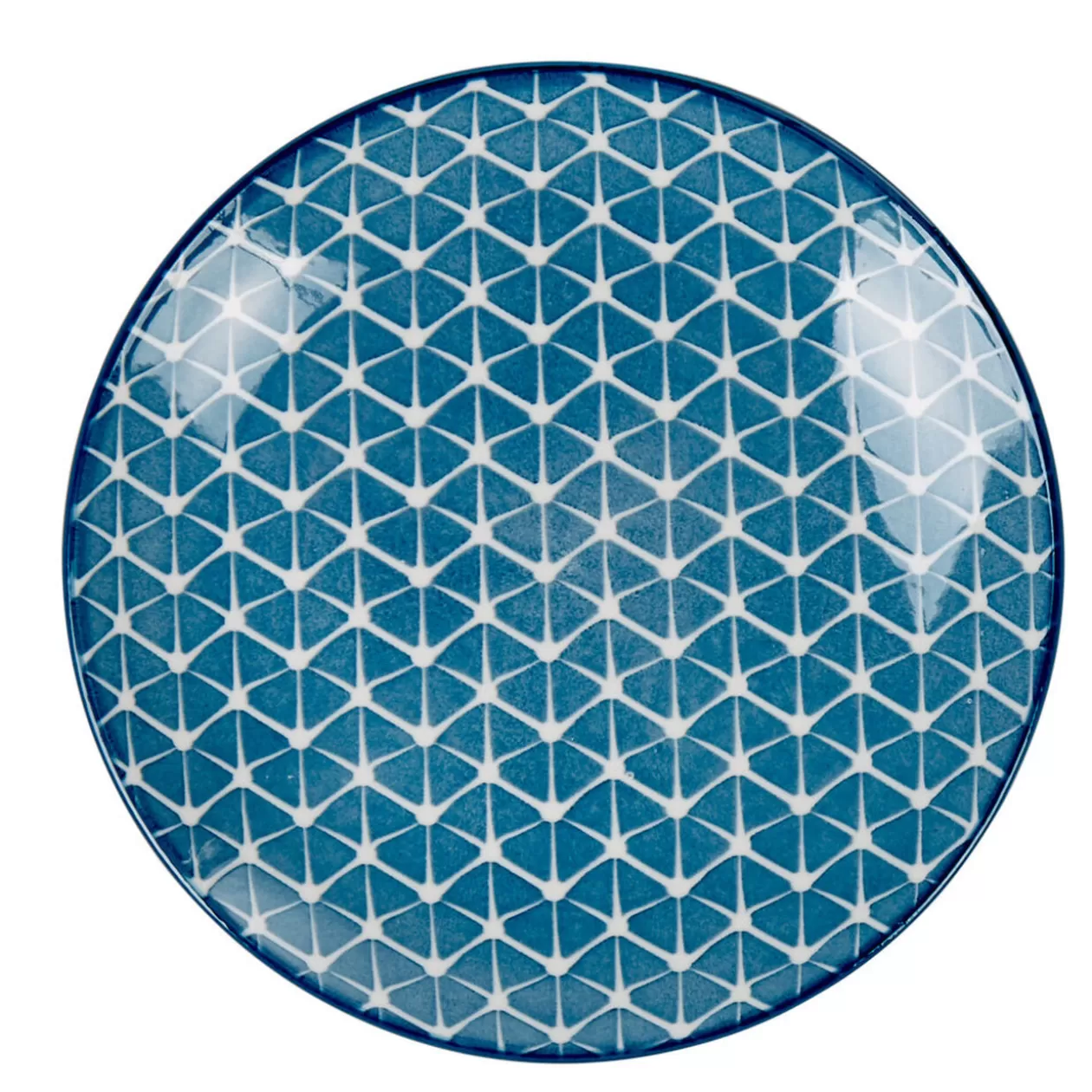 Assiette à dessert bleue motif grillagé blanc Urban>Gifi Sale