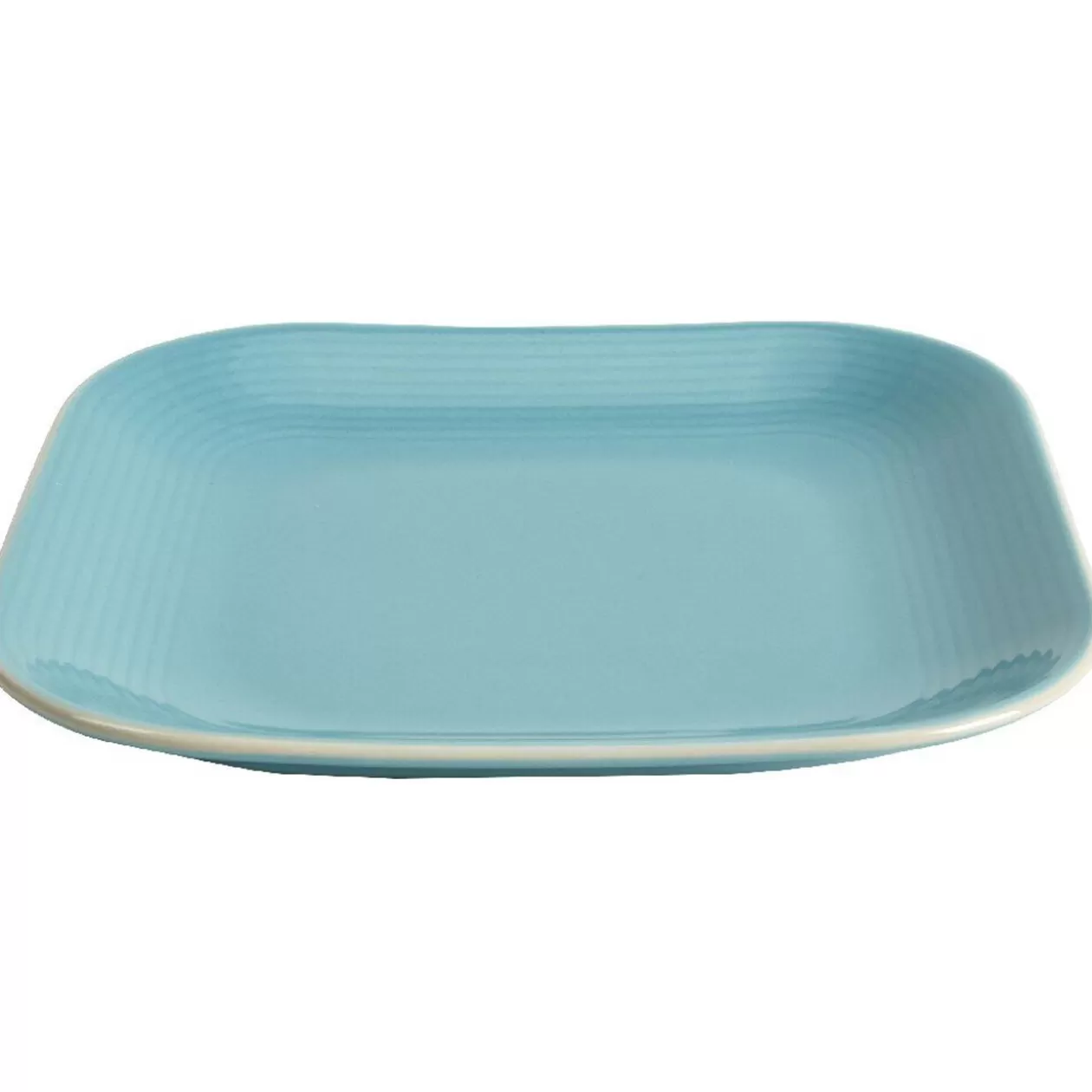 Assiette à dessert carré en grès bleue turquoise et blanche>Gifi Clearance