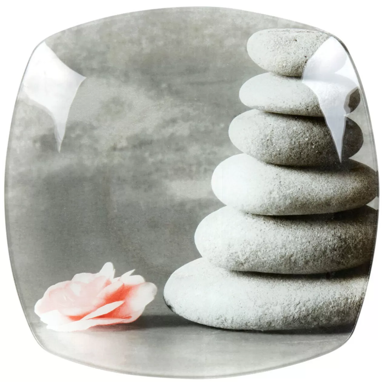 Assiette à dessert carrée design galets gris zen>Gifi Sale