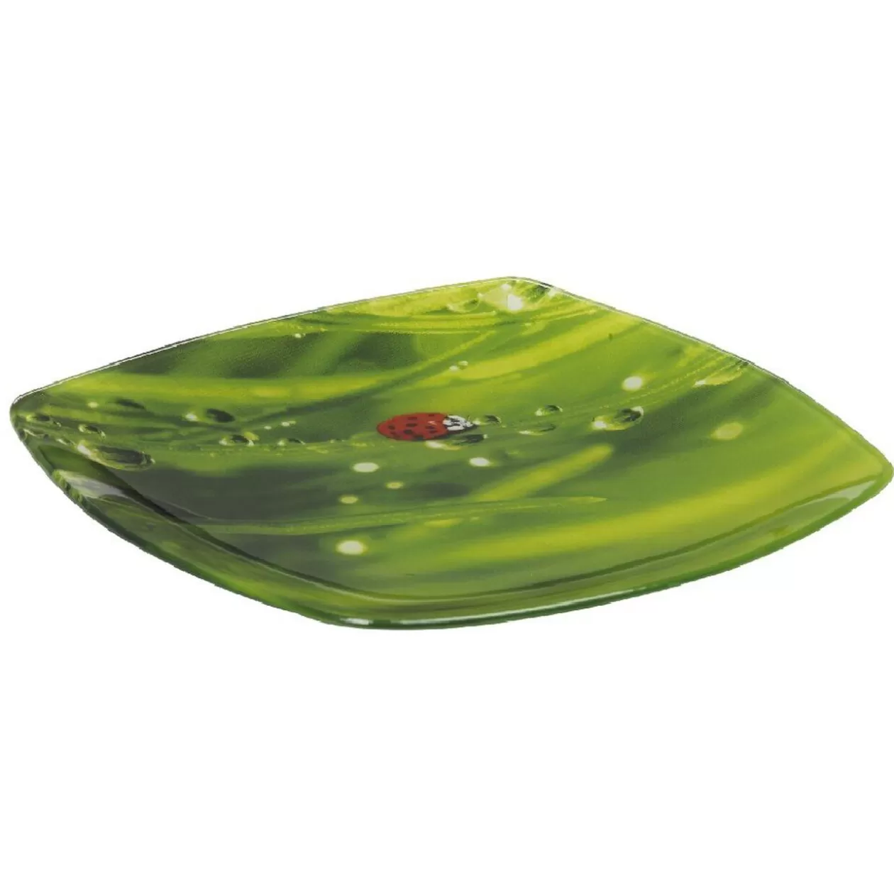 Assiette à dessert carrée verte design coccinelle>Gifi Shop