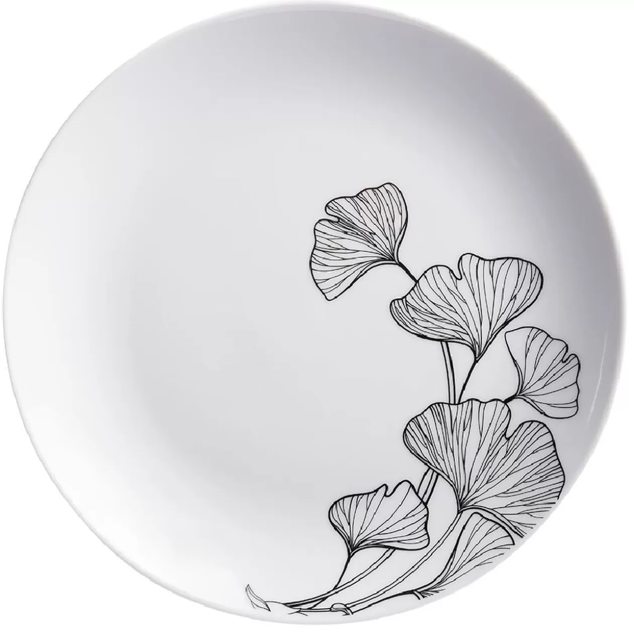 Assiette à dessert décor fleur blanc noir>Gifi Cheap