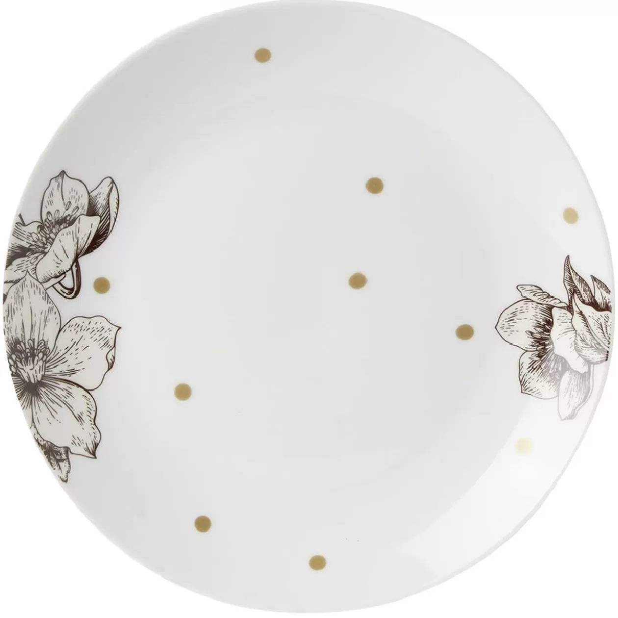 Assiette à dessert en porcelaine blanche motif végétal marron>Gifi Discount