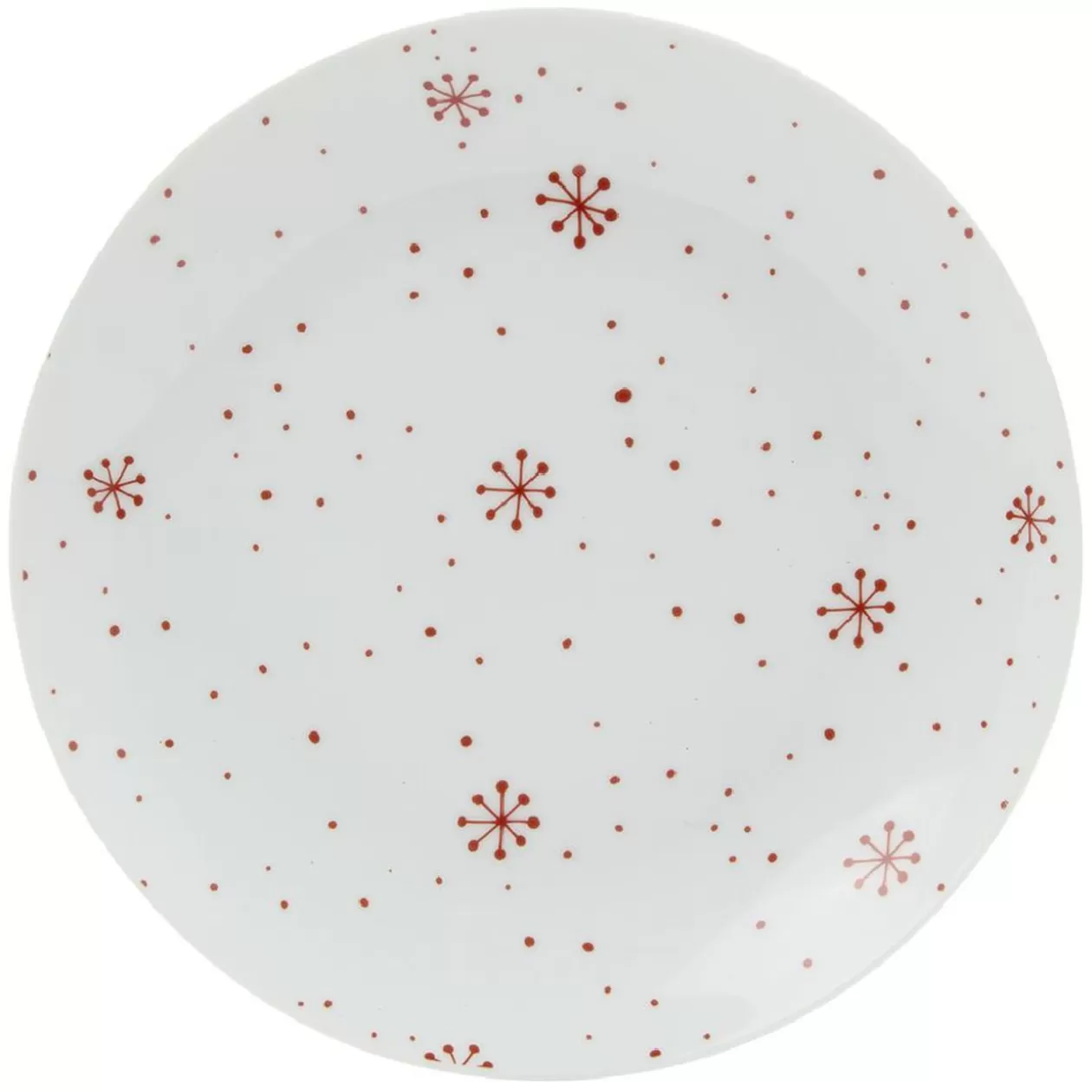 Assiette à dessert en porcelaine motif flocon rouge>Gifi Fashion