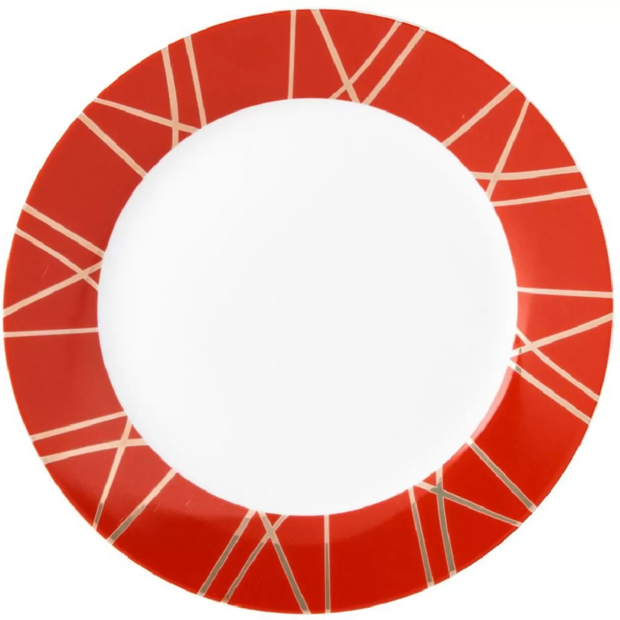 Assiette à dessert en porcelaine rouge détail doré>Gifi Fashion