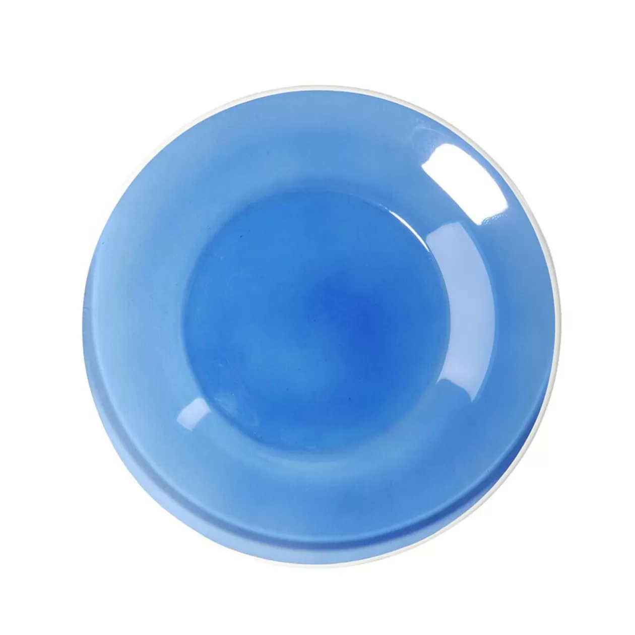 Gifi Assiette à dessert en verre bleu bord blanc Ø20cm< Vaisselle Et Accessoires De Table
