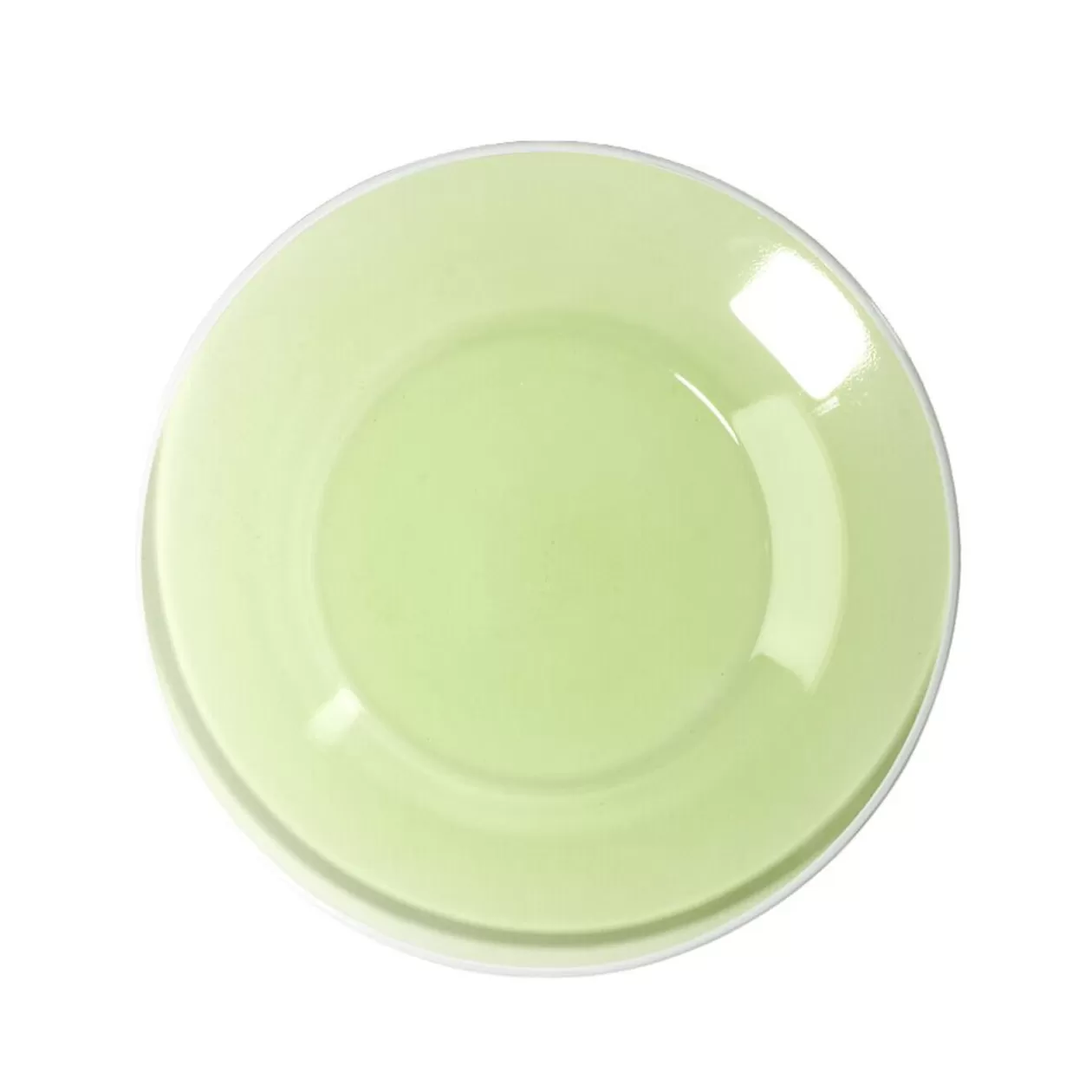 Gifi Assiette à dessert en verre vert bord blanc Ø20cm< Vaisselle Et Accessoires De Table