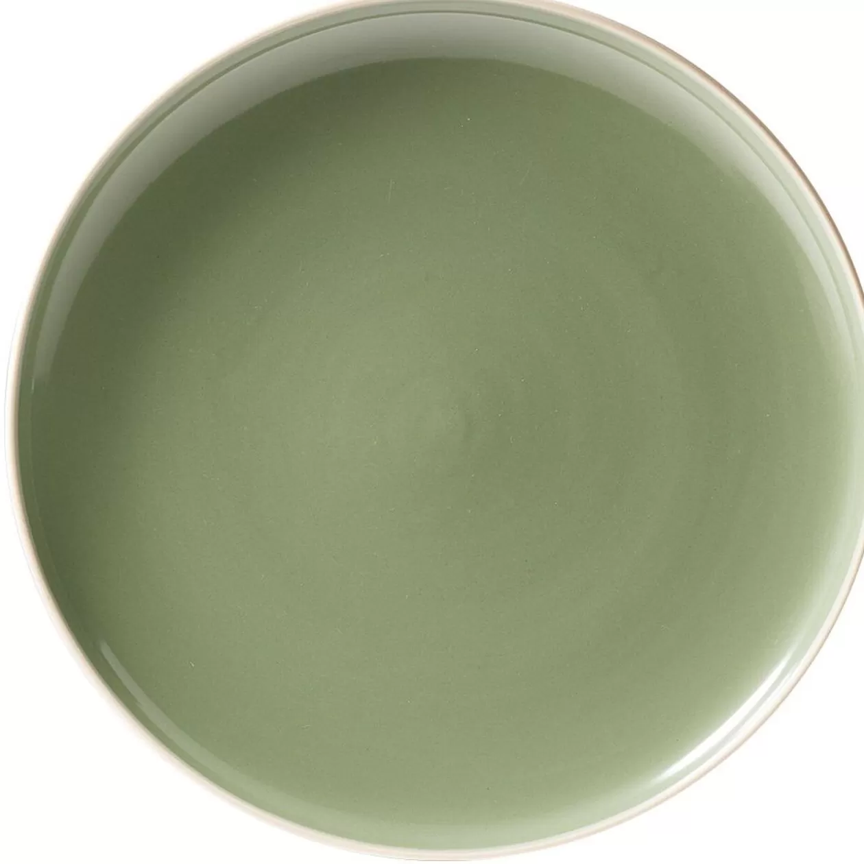 Assiette à dessert faïence vert avec liseré crème>Gifi Hot