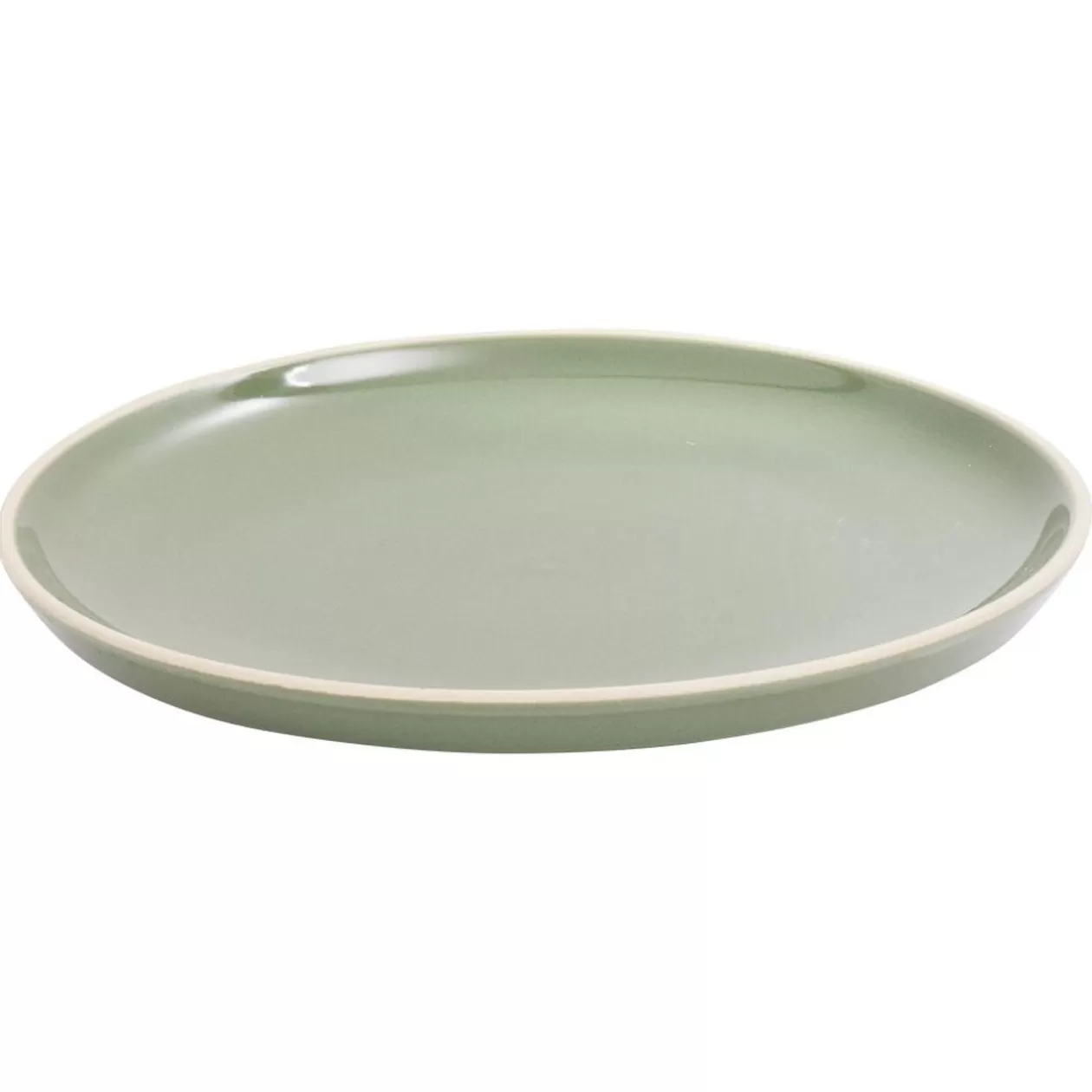 Assiette à dessert faïence vert avec liseré crème>Gifi Hot
