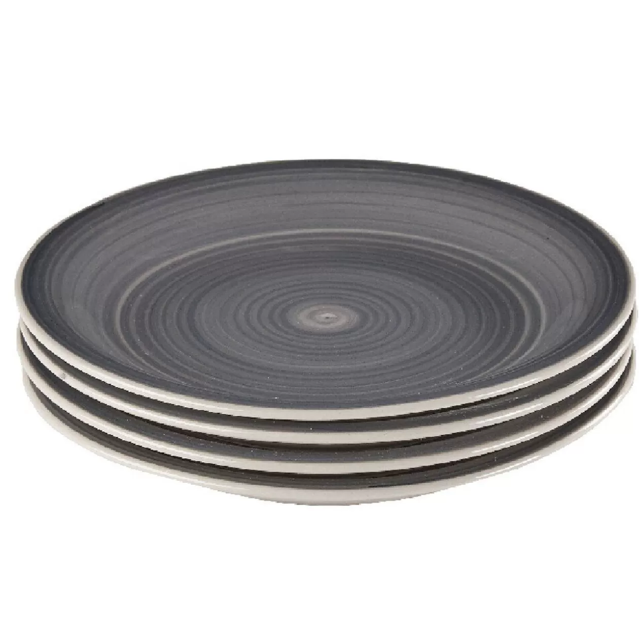 Assiette à dessert gris effet spirale x4>Gifi Online