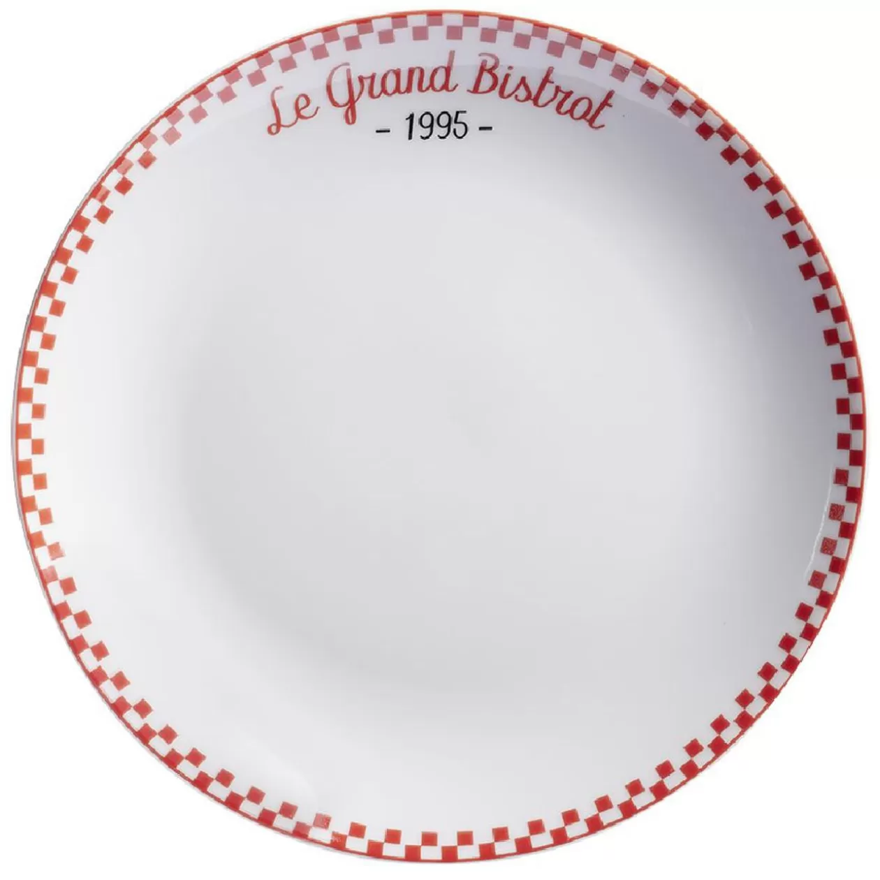 Assiette à dessert Le grand bistrot contour damier rouge blanc>Gifi New