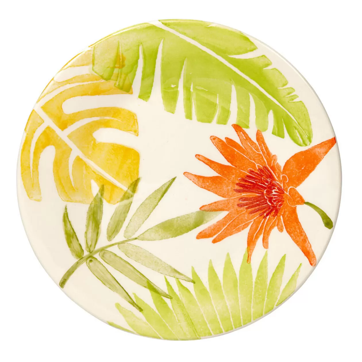 Assiette à dessert motif feuilles tropicales>Gifi Sale