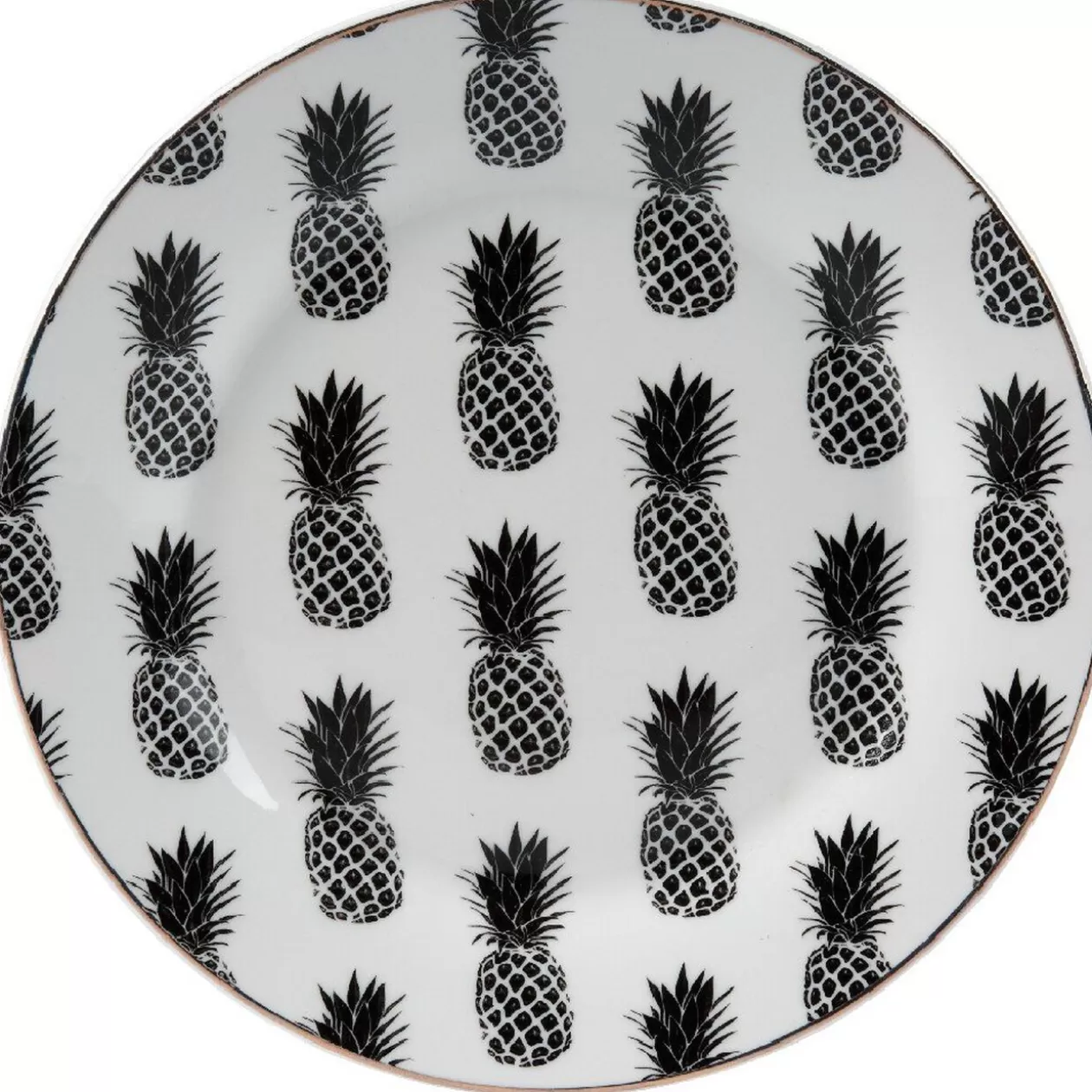 Assiette à dessert porcelaine blanche style tropical ananas>Gifi Fashion