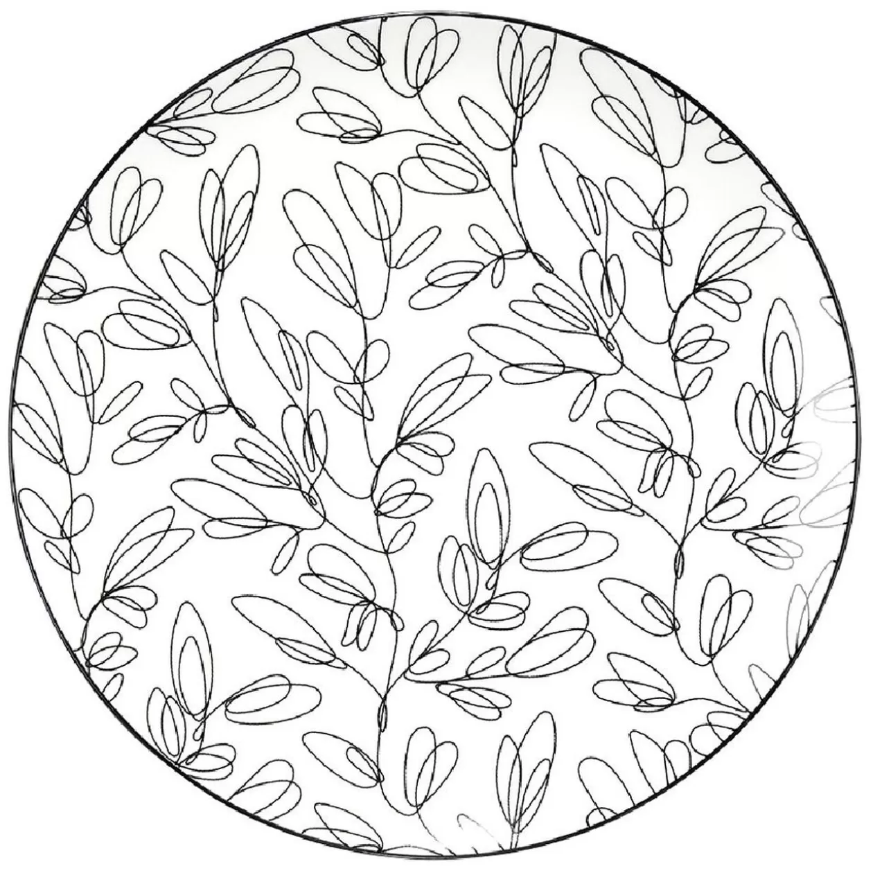 Assiette à dessert porcelaine motif feuillage noir blanc Ø19xH2cm>Gifi Cheap
