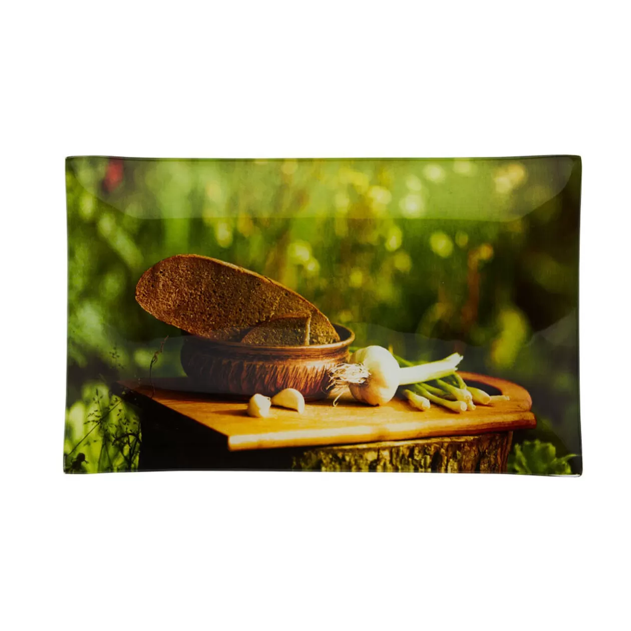 Assiette à dessert rectangulaire design ail et pain>Gifi Sale