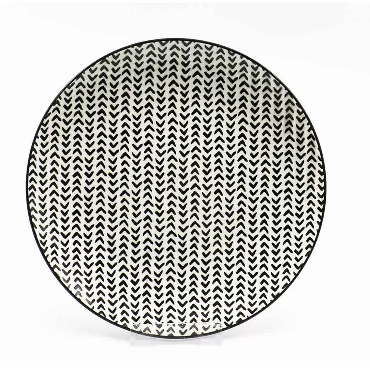 Assiette à dessert ronde blanche à motif chevron noir>Gifi Clearance