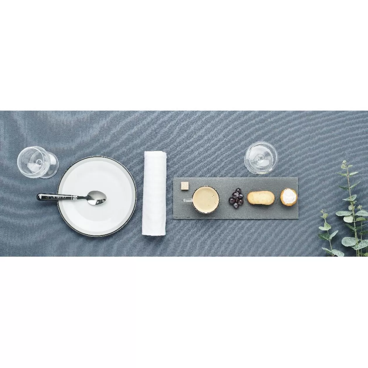 Assiette à dessert ronde blanche bordure gris noir Lizzy>Gifi Store