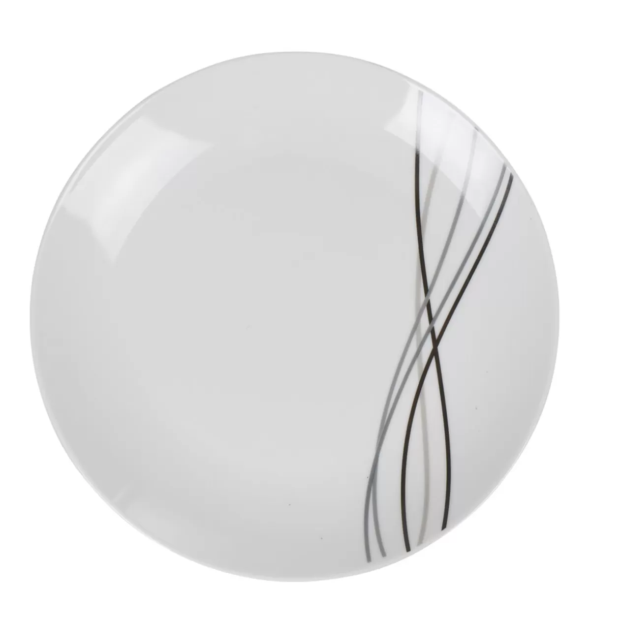 Assiette à dessert ronde blanche lignes gris noir Line>Gifi Cheap