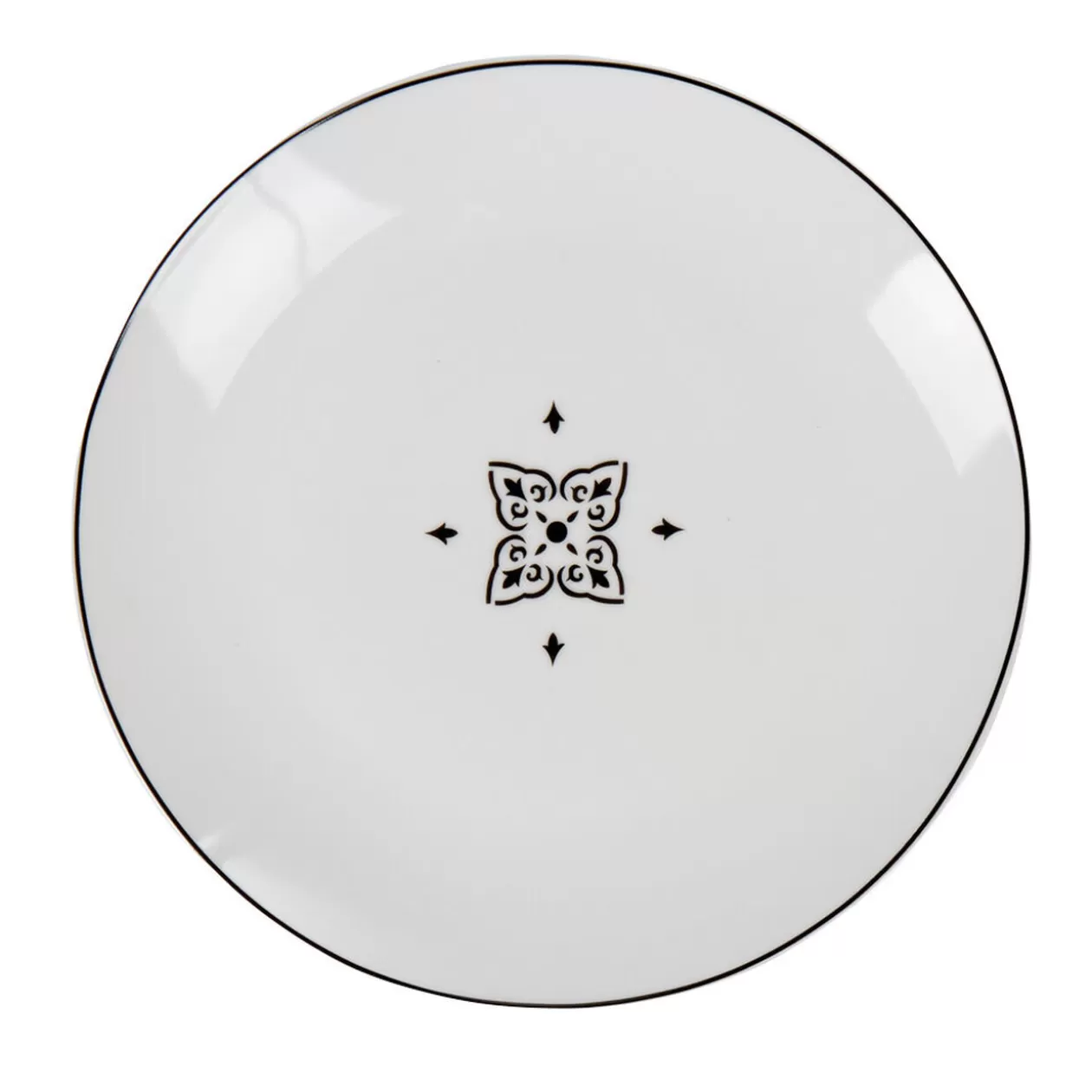 Assiette à dessert ronde carreaux de ciment blanc noir Dakar>Gifi Sale