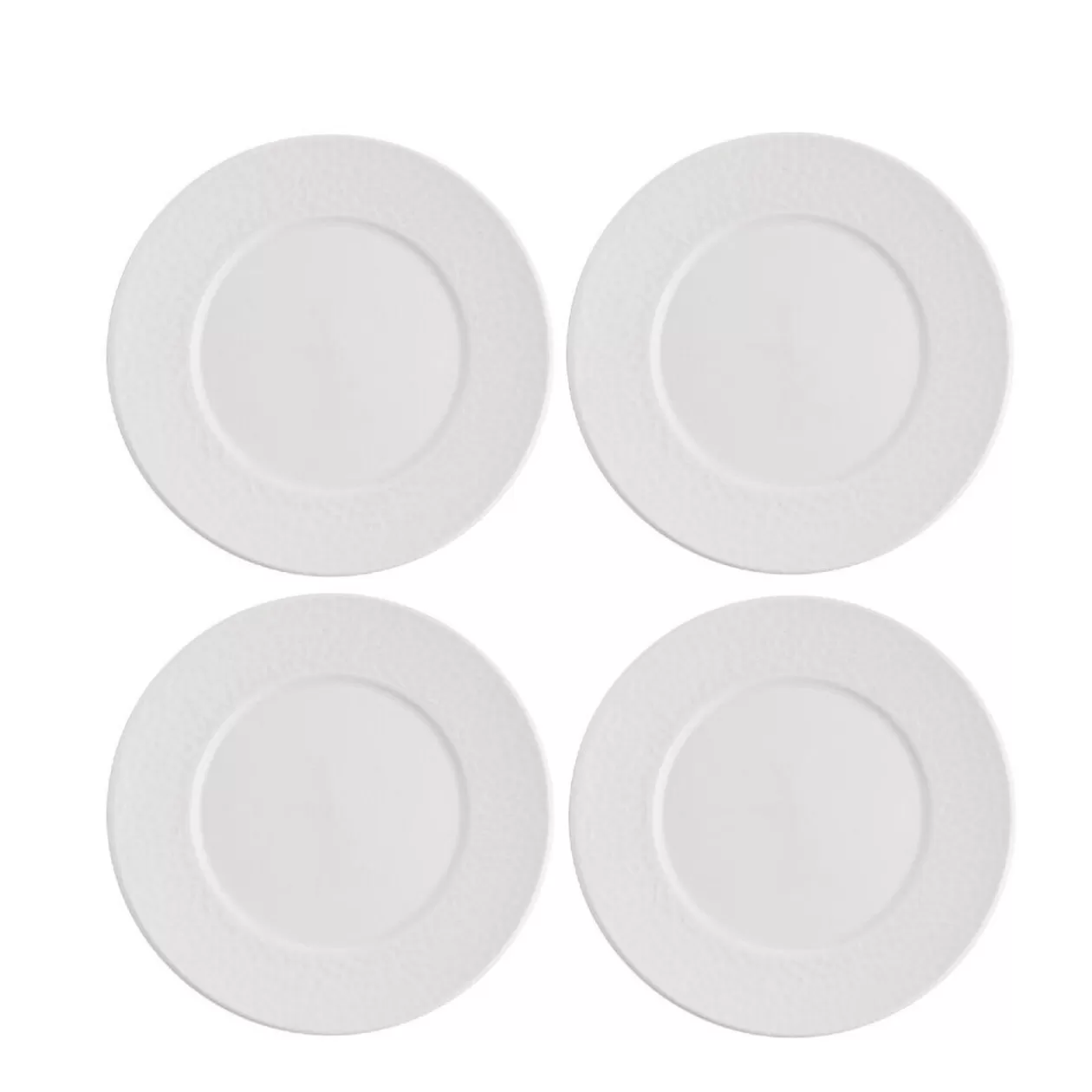 Assiette à dessert ronde embossée blanche x4>Gifi Outlet