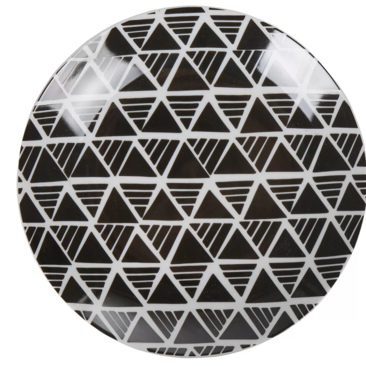 Assiette à dessert ronde porcelaine zig zag blanc gris>Gifi Flash Sale
