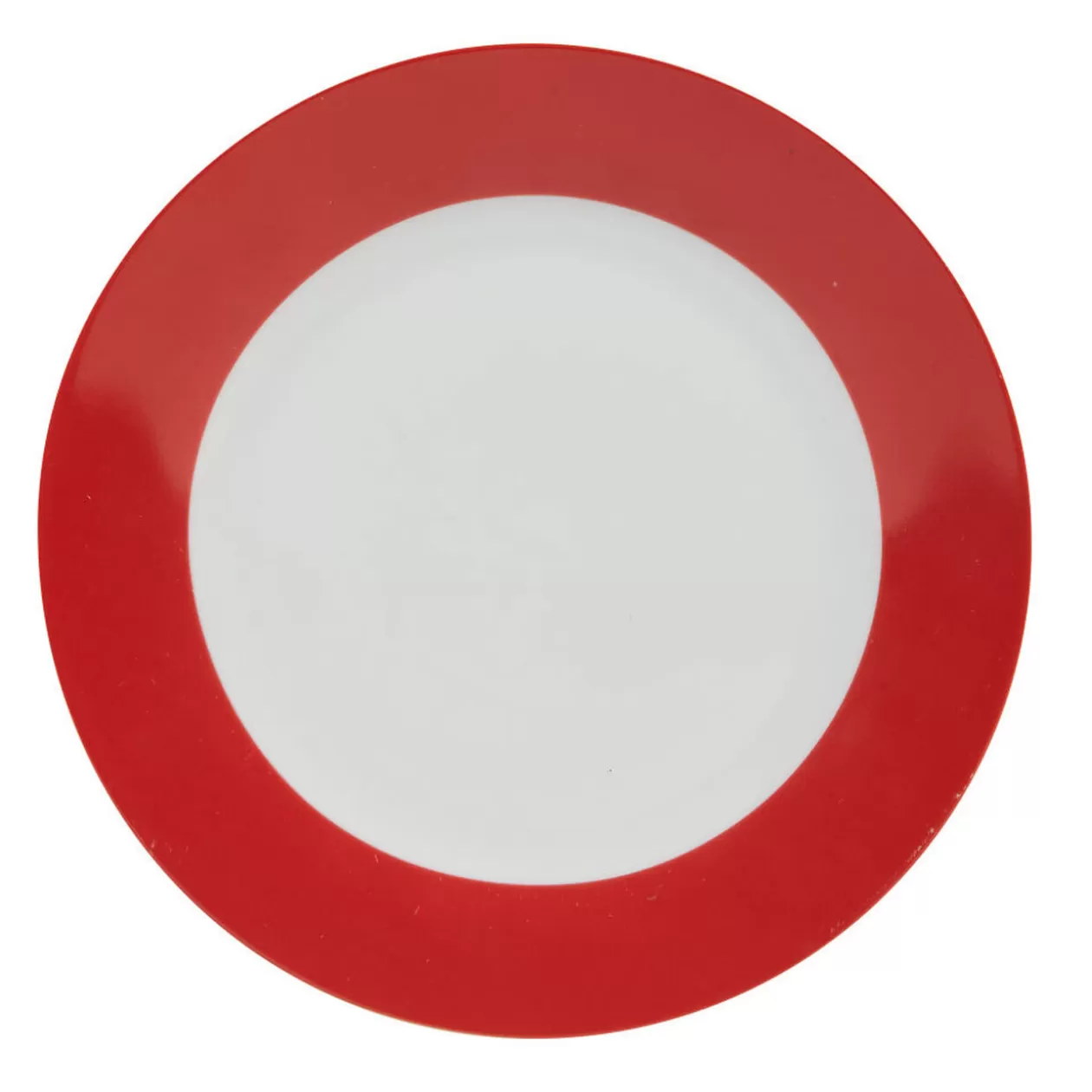 Assiette à dessert ronde rouge et blanche>Gifi Outlet