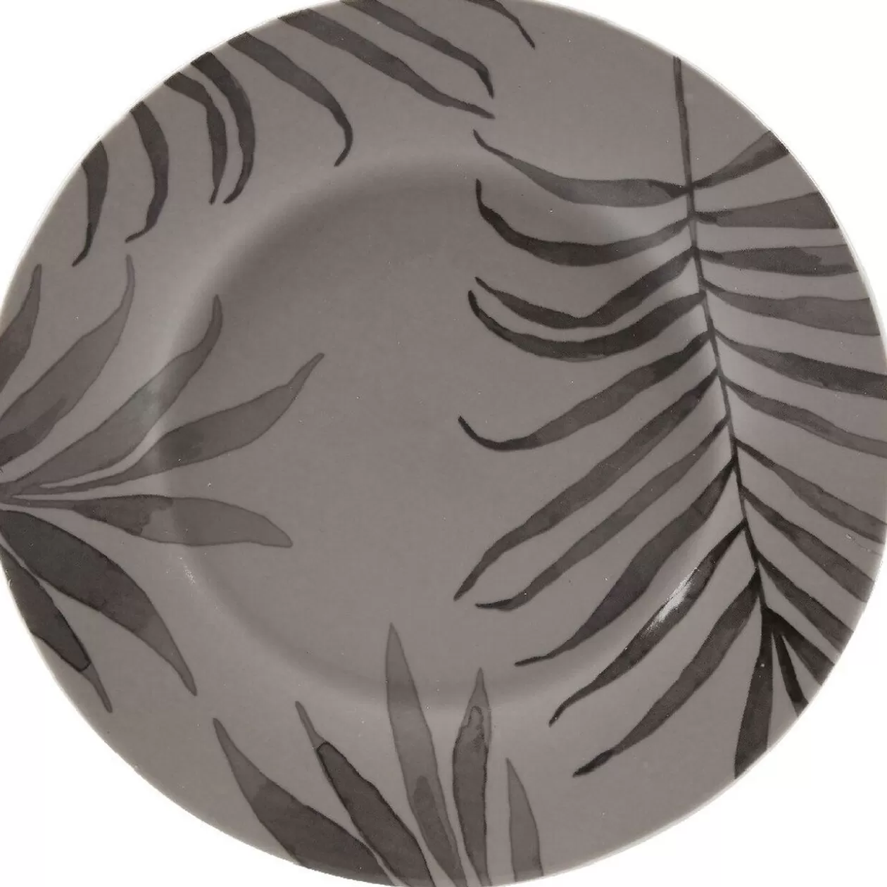 Assiette à dessert ronde taupe motif feuilles>Gifi Cheap