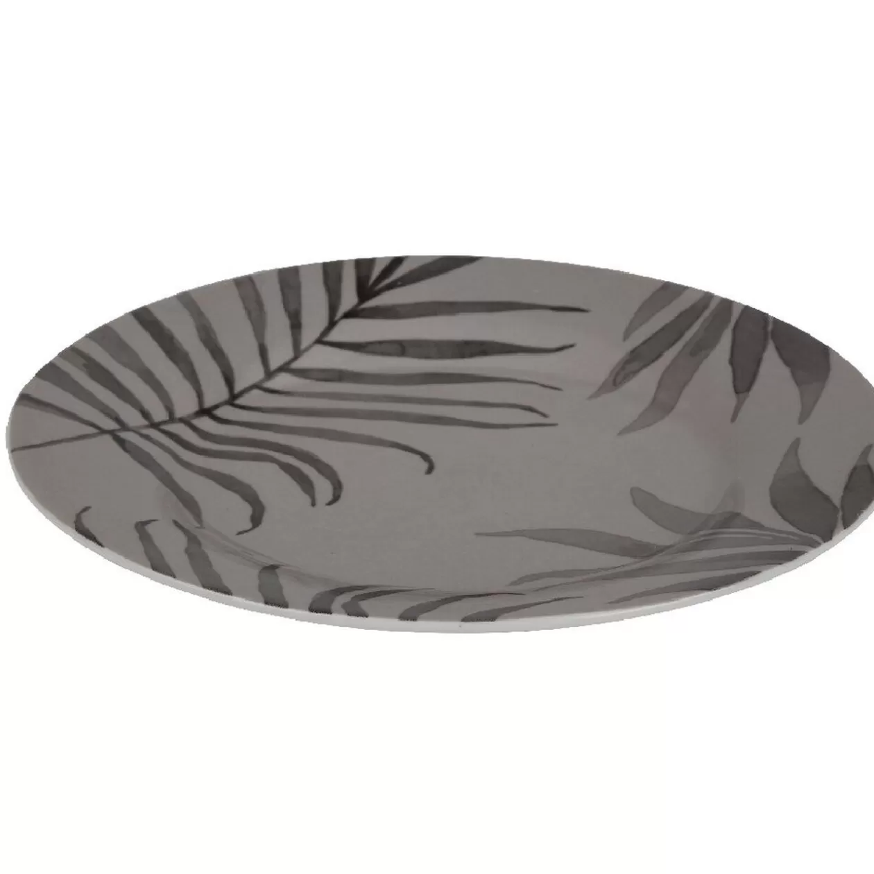 Assiette à dessert ronde taupe motif feuilles>Gifi Cheap