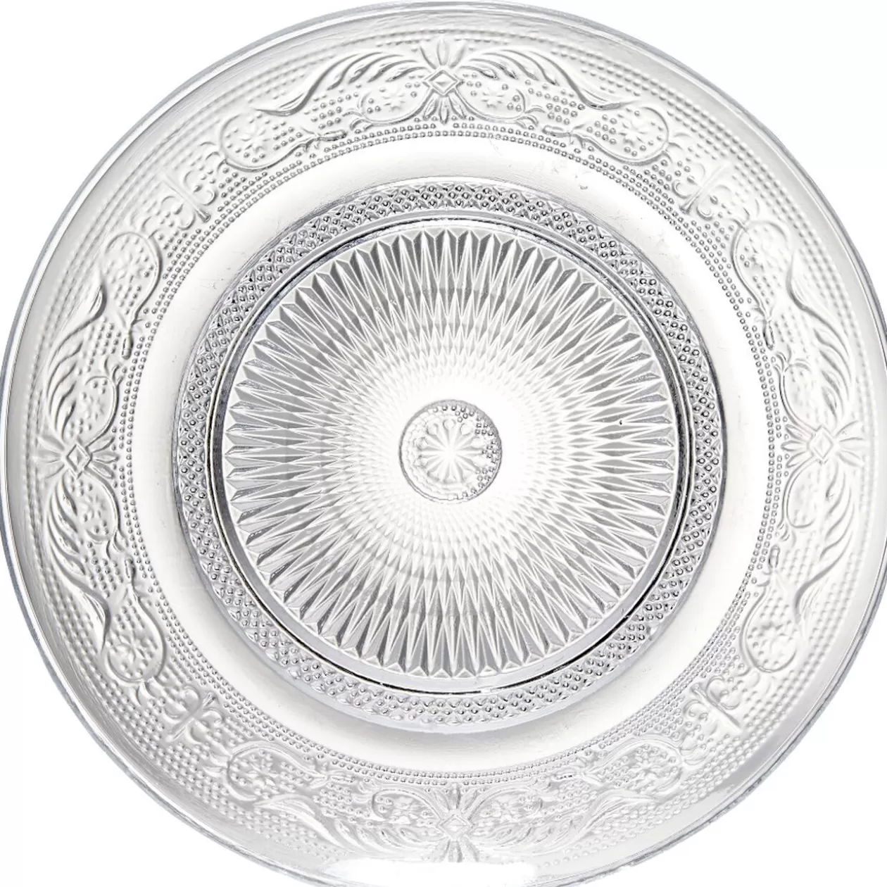 Assiette à dessert ronde transparente ciselée>Gifi New