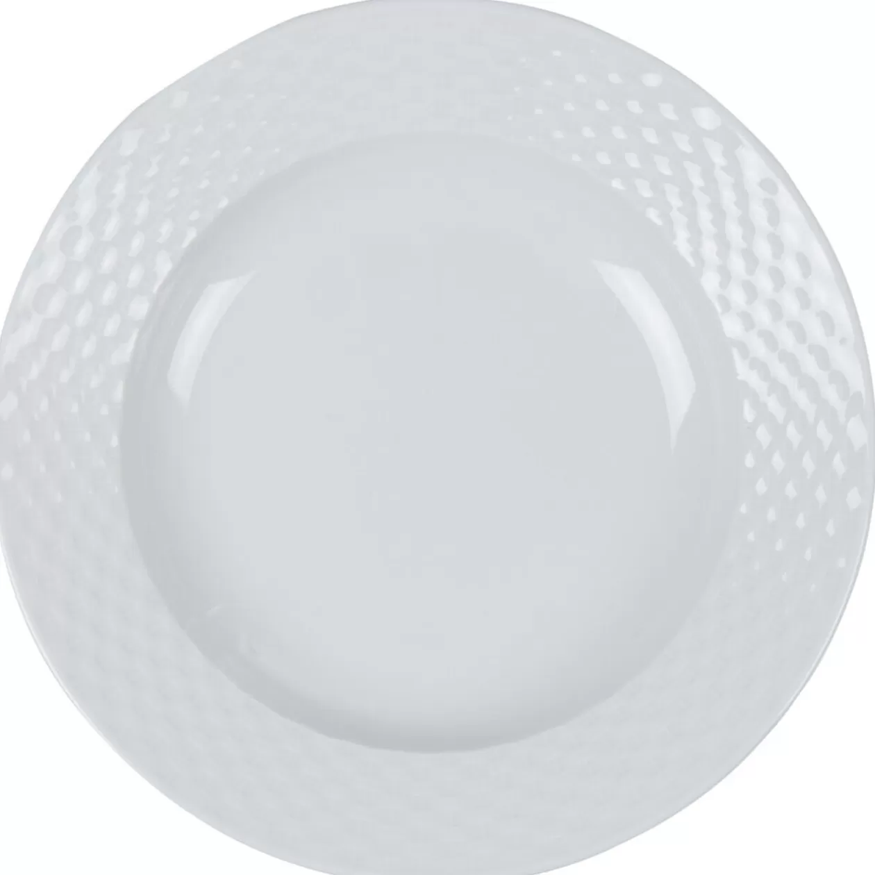 Assiette creuse blanche ronde aile damassée>Gifi Online