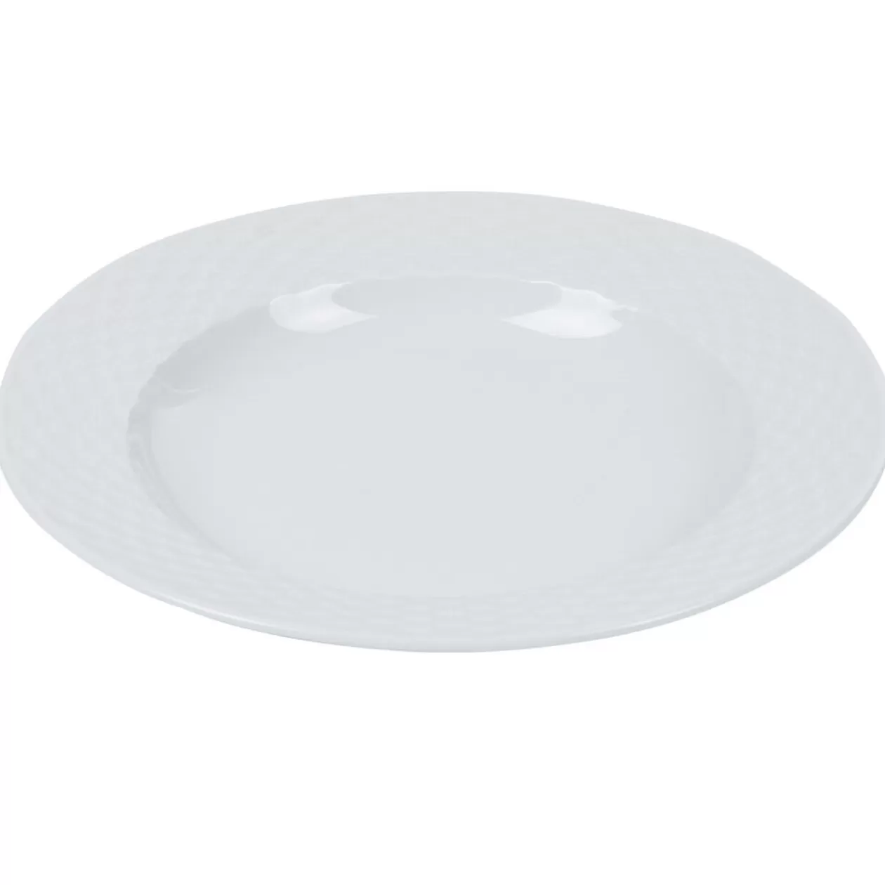 Assiette creuse blanche ronde aile damassée>Gifi Online