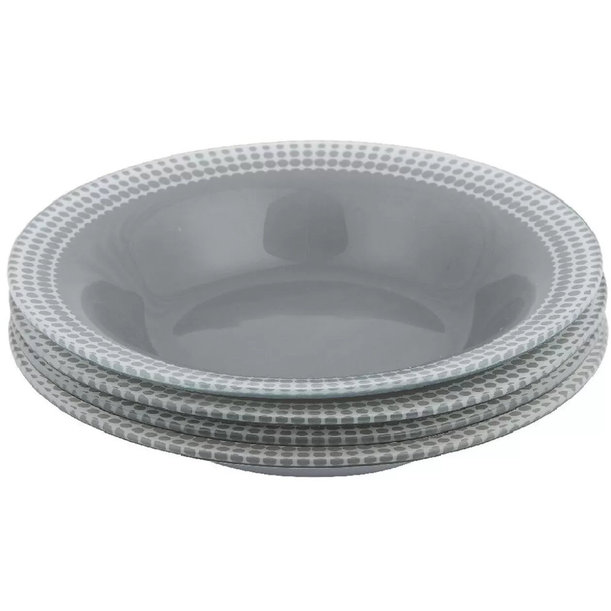 Gifi Assiette creuse Dotty gris et blanc bord à pois x4< Vaisselle Et Accessoires De Table