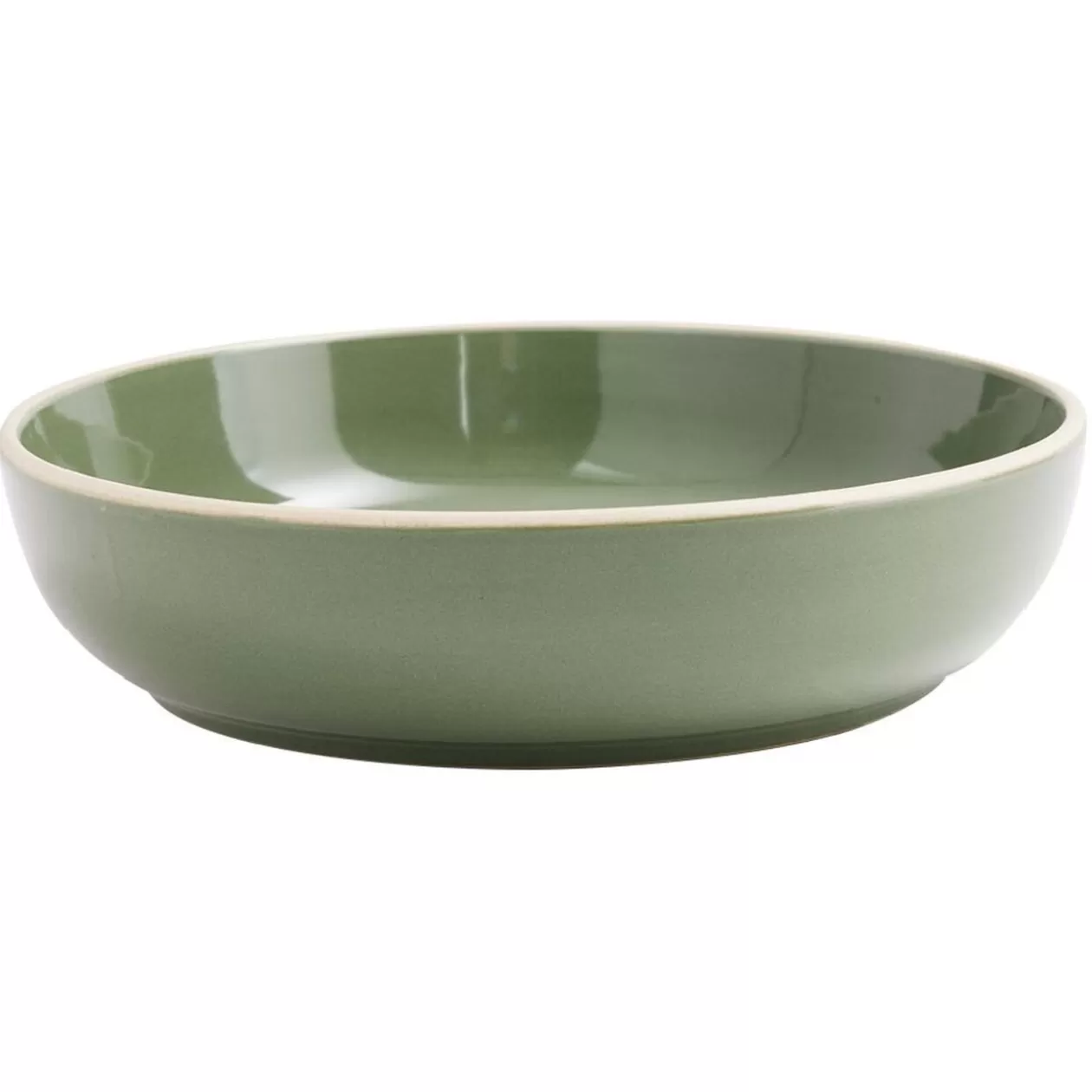Assiette creuse faïence vert avec liseré crème>Gifi Online