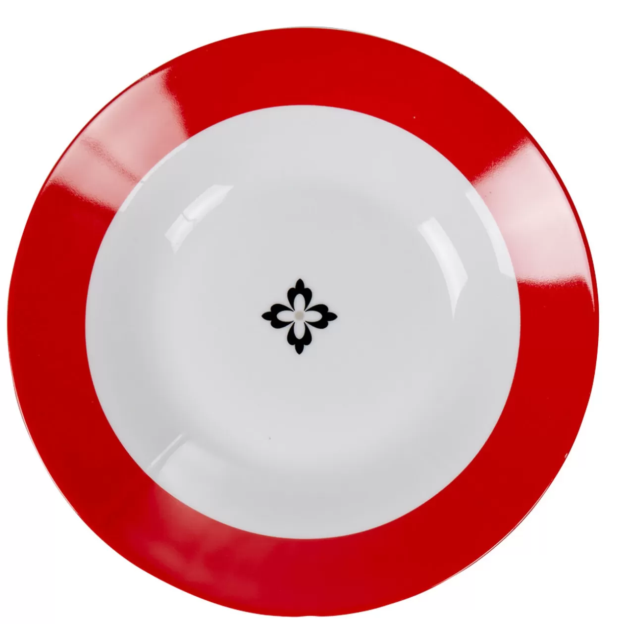 Assiette creuse Madrid bordure rouge croix centrale>Gifi Cheap