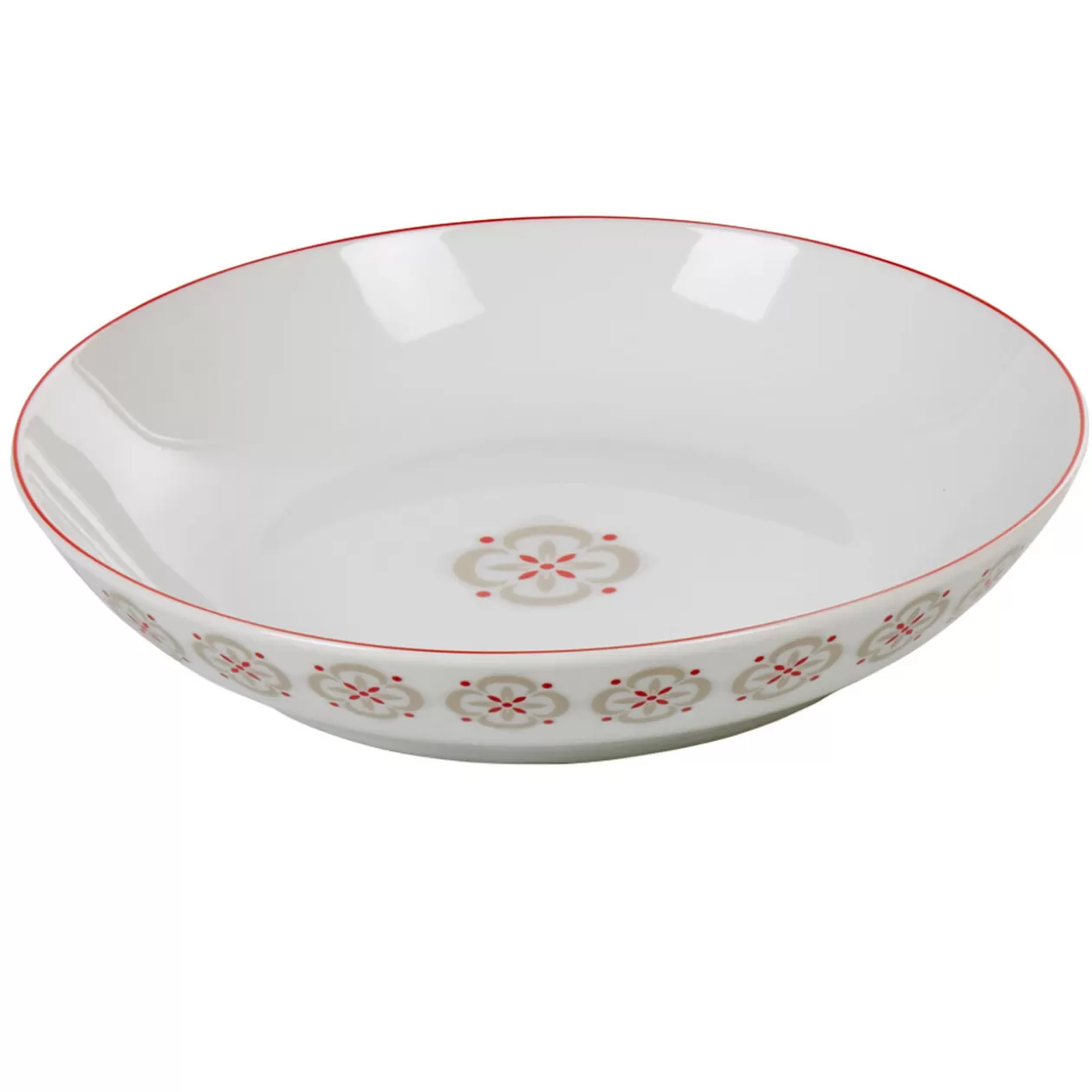 Assiette creuse ronde motif géométrique rouge gris campagne>Gifi Cheap