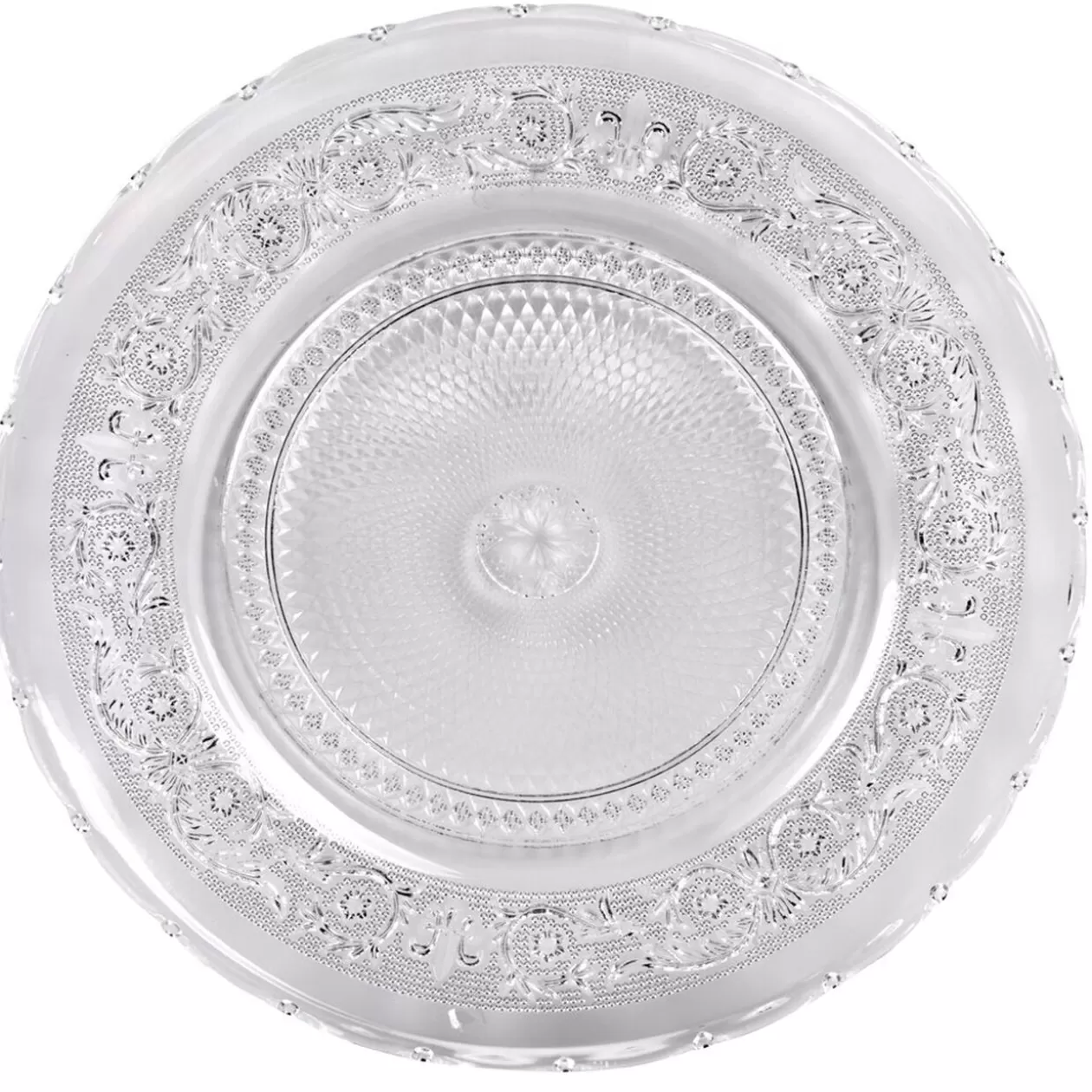 Assiette de présentation ronde transparente ciselée>Gifi Outlet