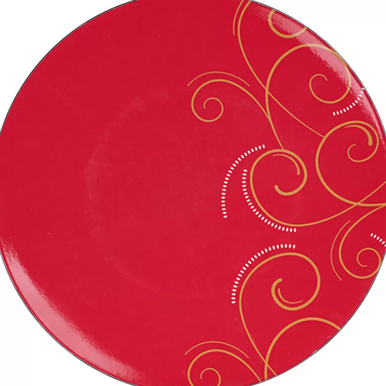 Assiette de présentation rouge design arabesque dorée>Gifi Store