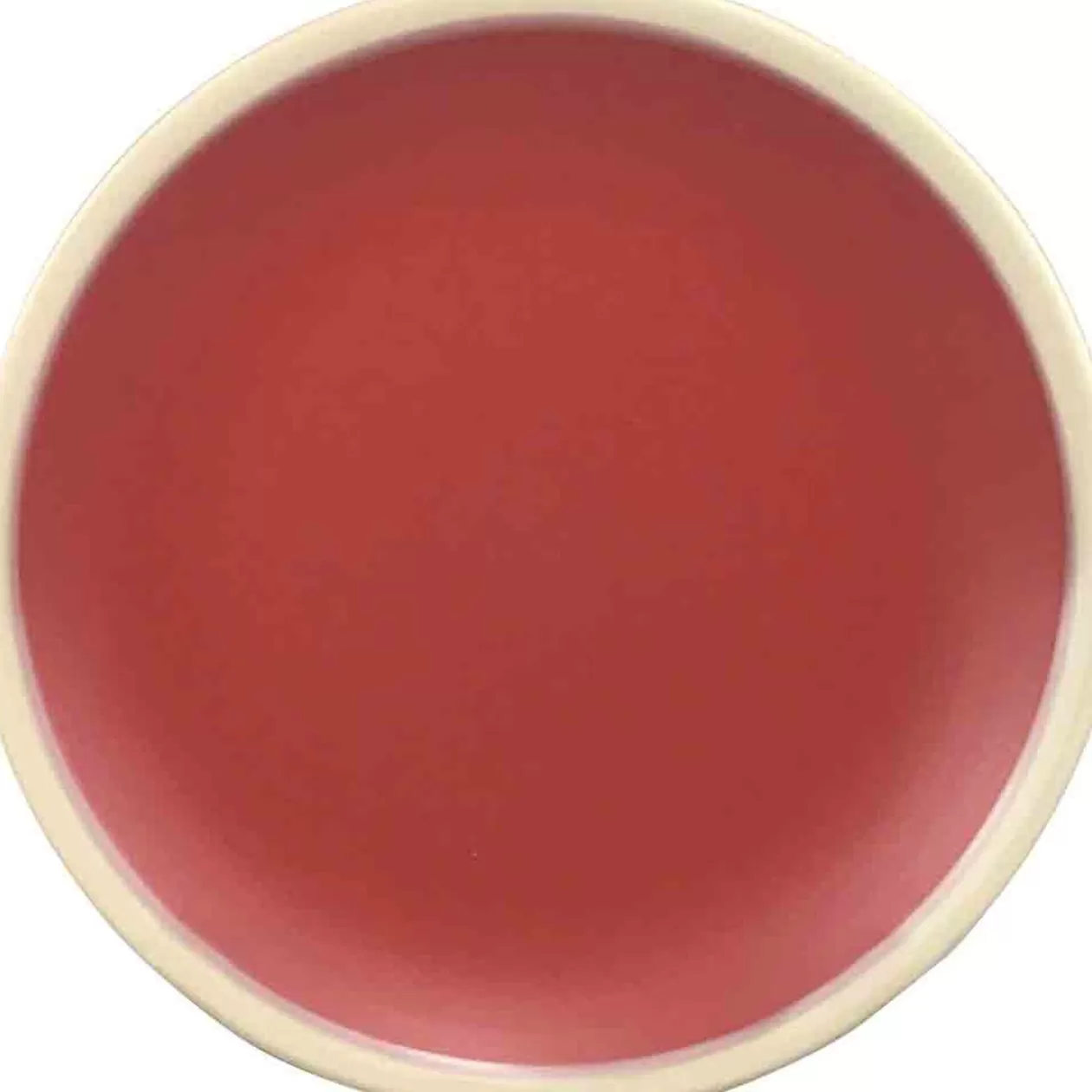 Assiette dessert couleur argile rouge bordure blanche>Gifi Outlet