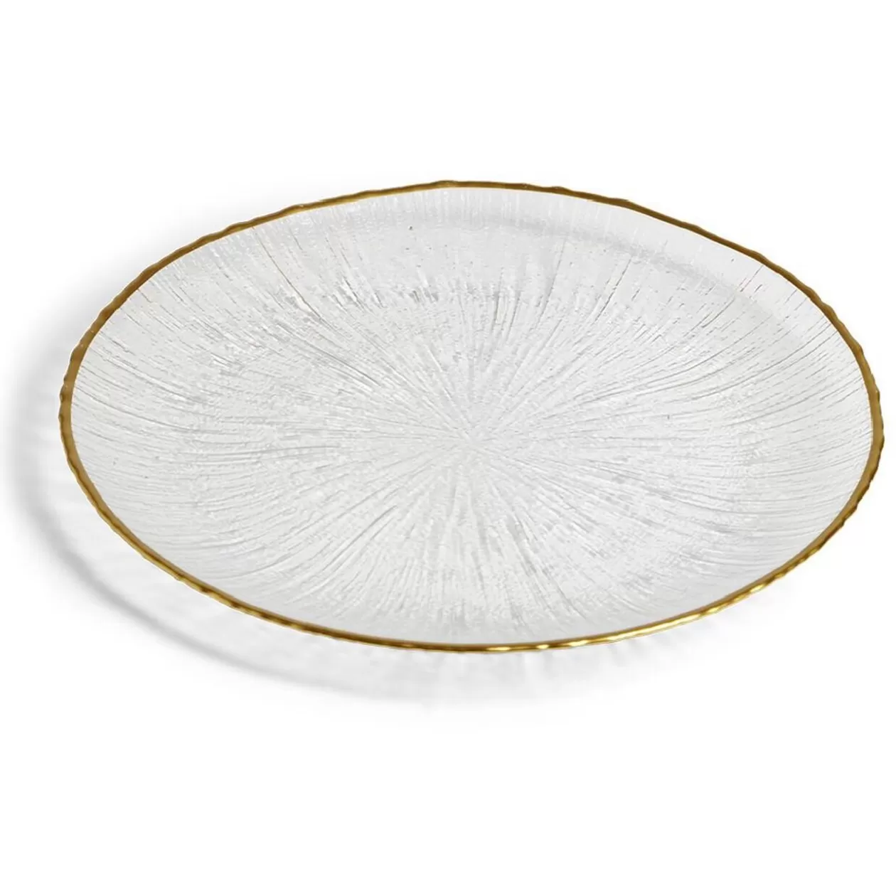 Assiette dessert ronde verre transparent rebord doré Ø21cm>Gifi Shop