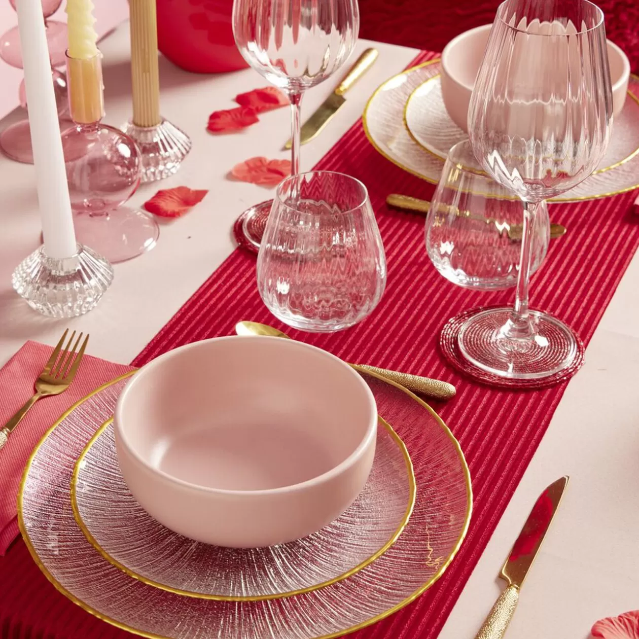 Assiette dessert ronde verre transparent rebord doré Ø21cm>Gifi Shop