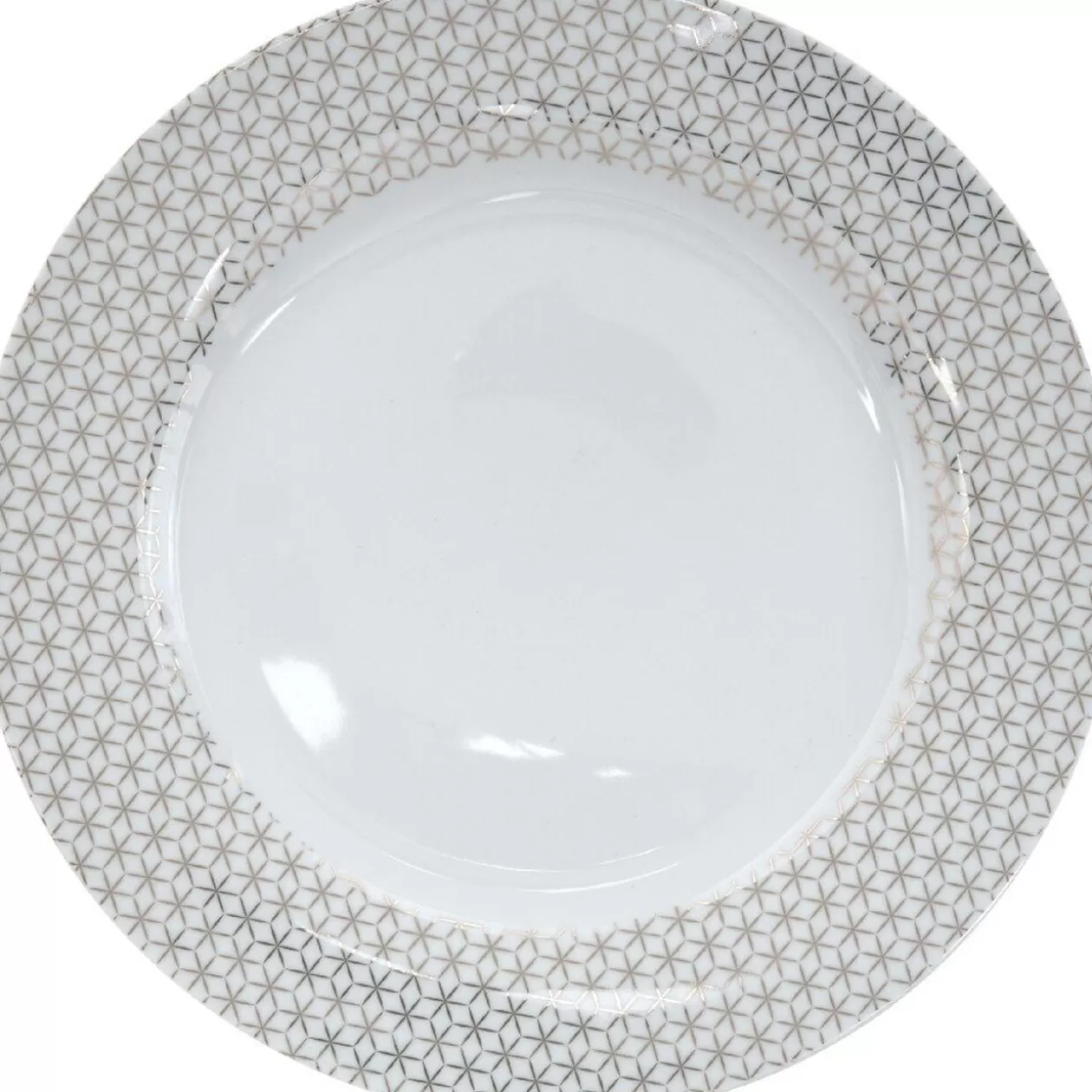 Gifi Assiette plate blanche bord design graphique cuivré< Vaisselle Et Accessoires De Table