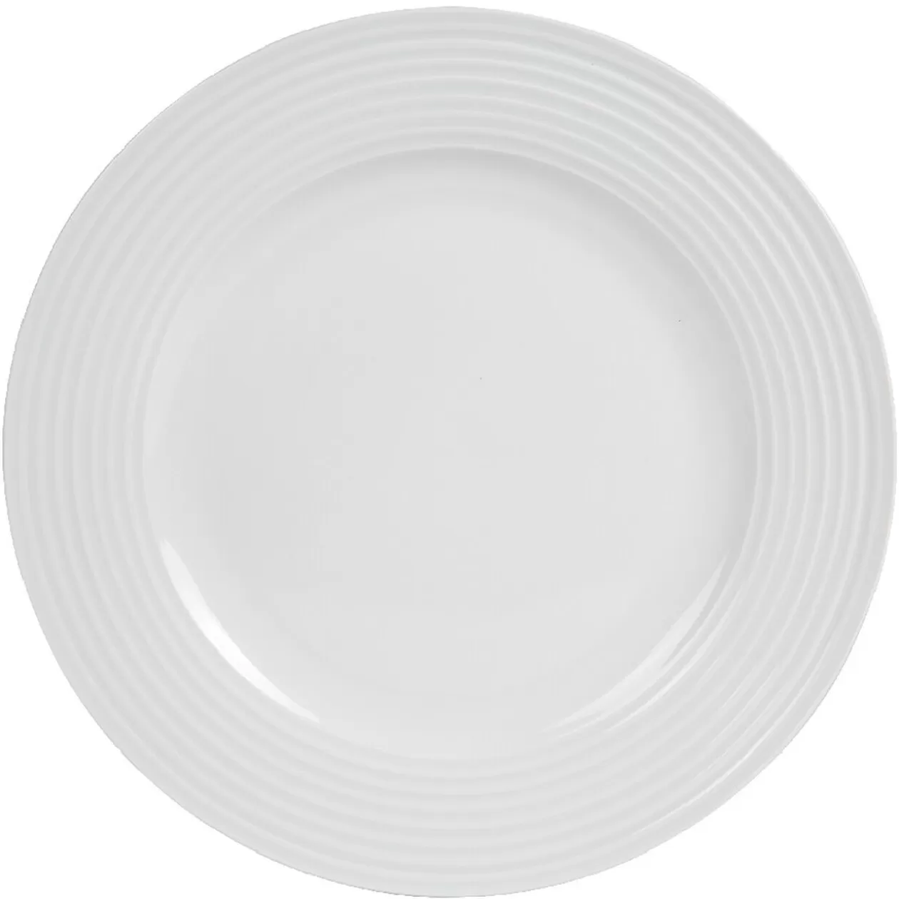 Assiette plate blanche bordure à rainures>Gifi Hot
