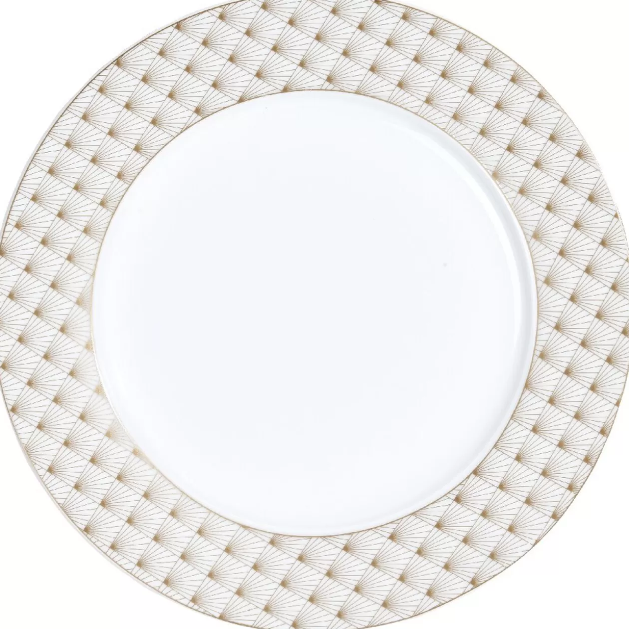 Assiette plate blanche bordure rayons doré>Gifi Cheap