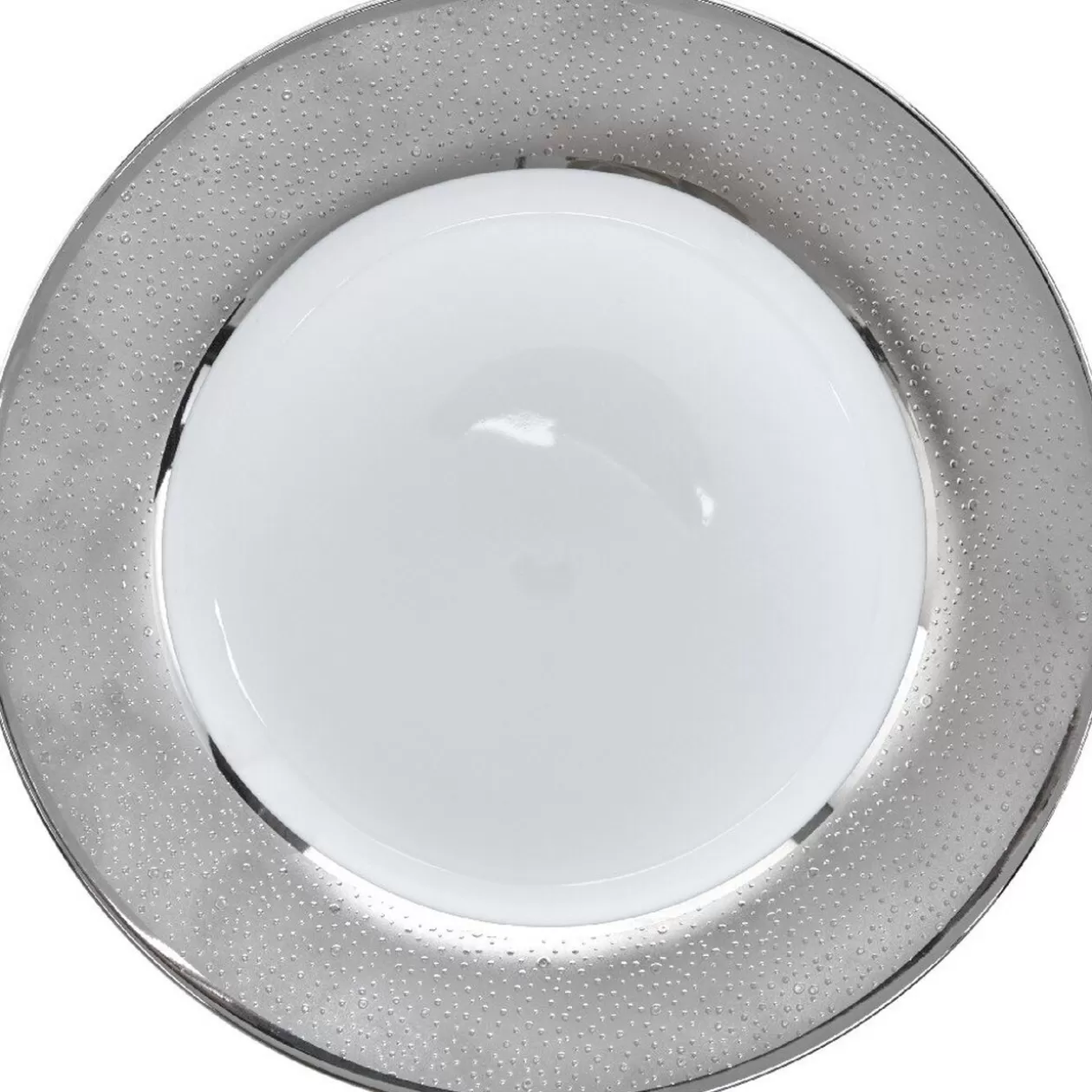 Assiette plate blanche contour argenté>Gifi Discount