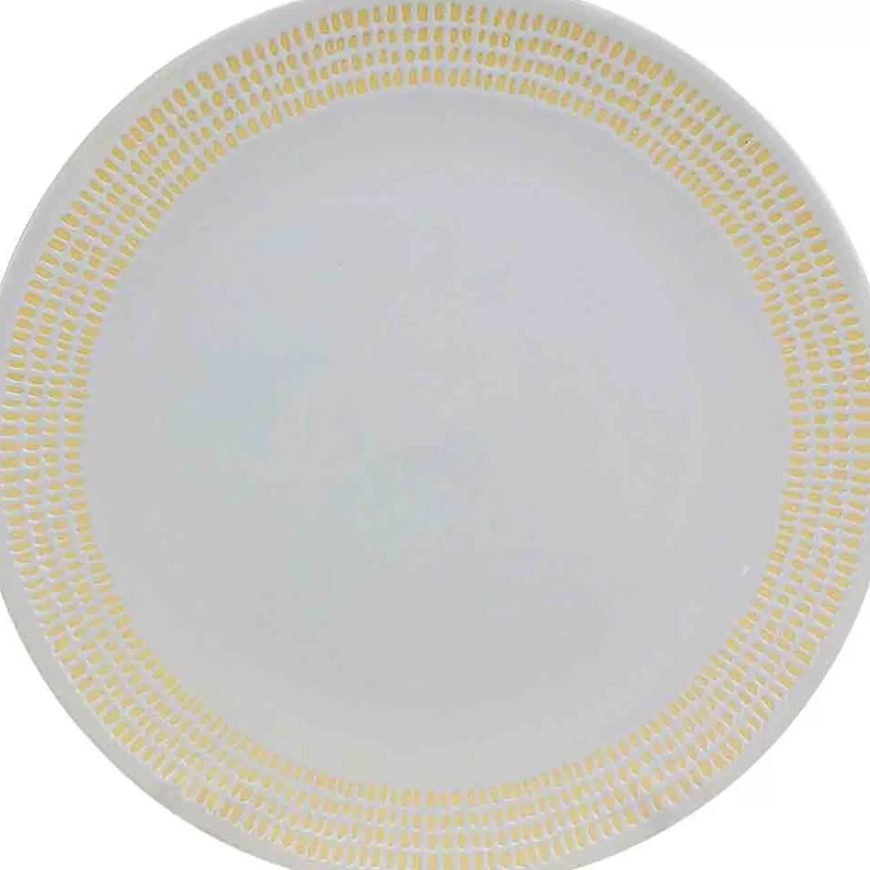 Assiette plate blanche contour grains de riz jaunes>Gifi Shop